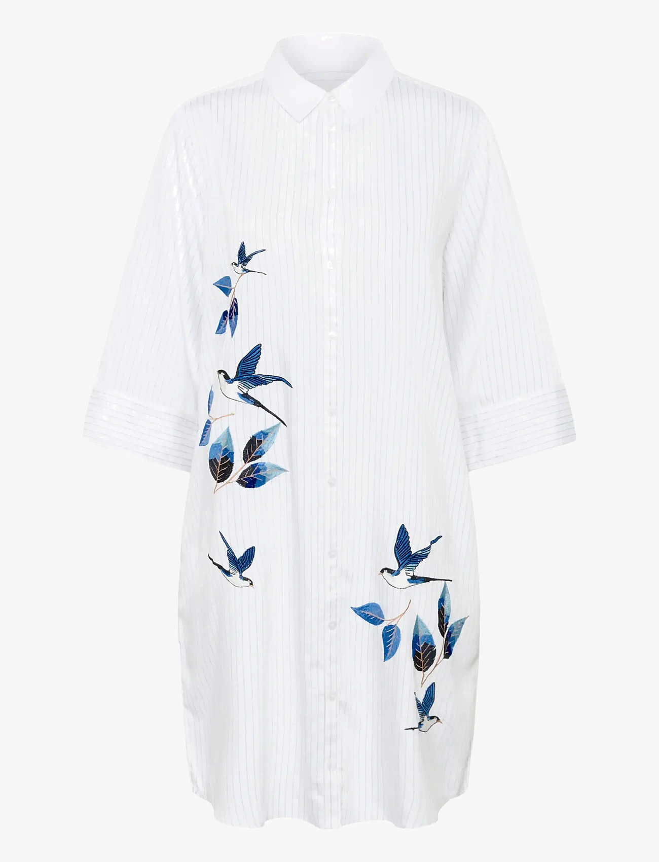 Cream - CRSilje Shirt Dress - skyrtukjólar - white blue stripe - 1