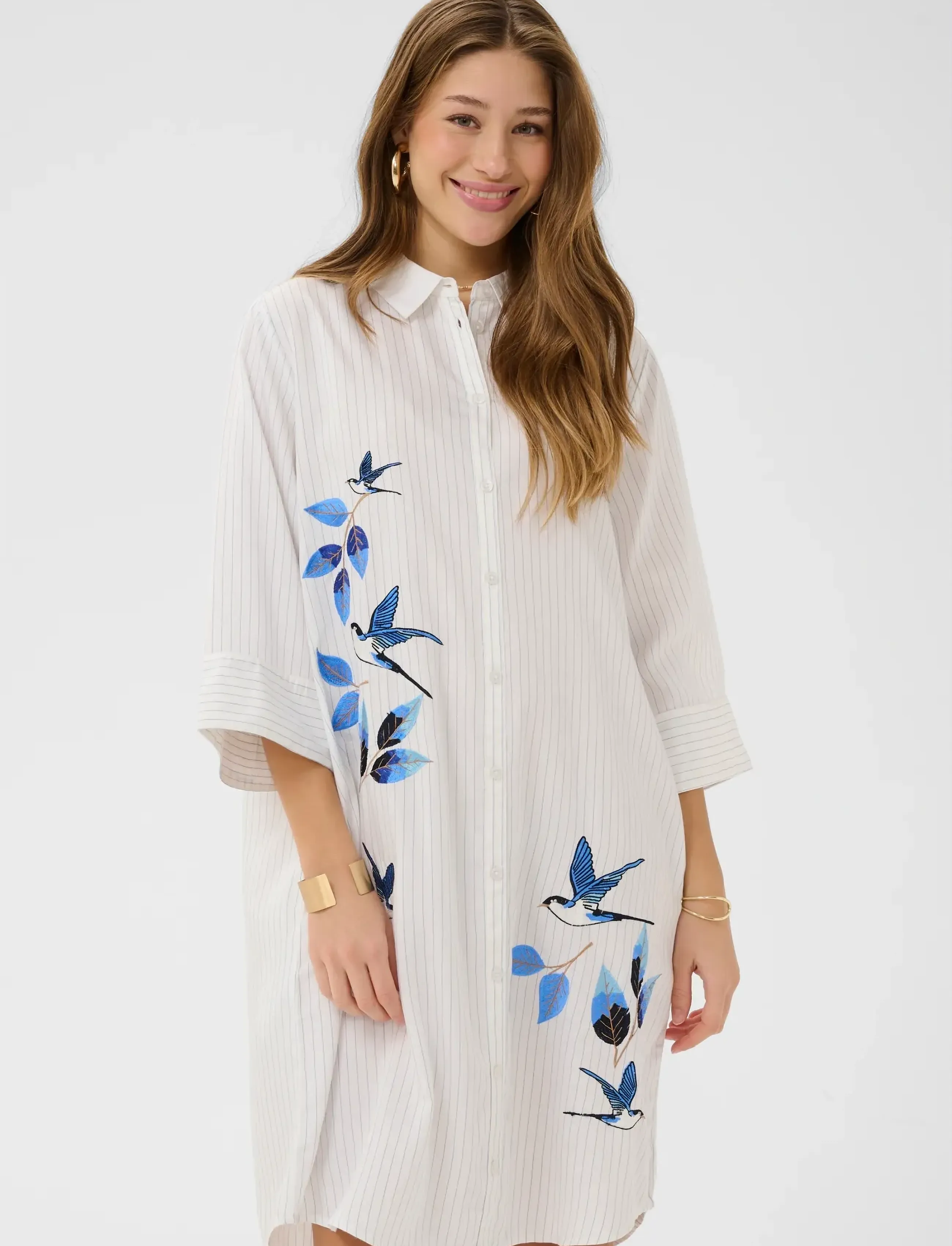 Cream CRSilje Shirt Dress - Uus - WHITE BLUE STRIPE / white