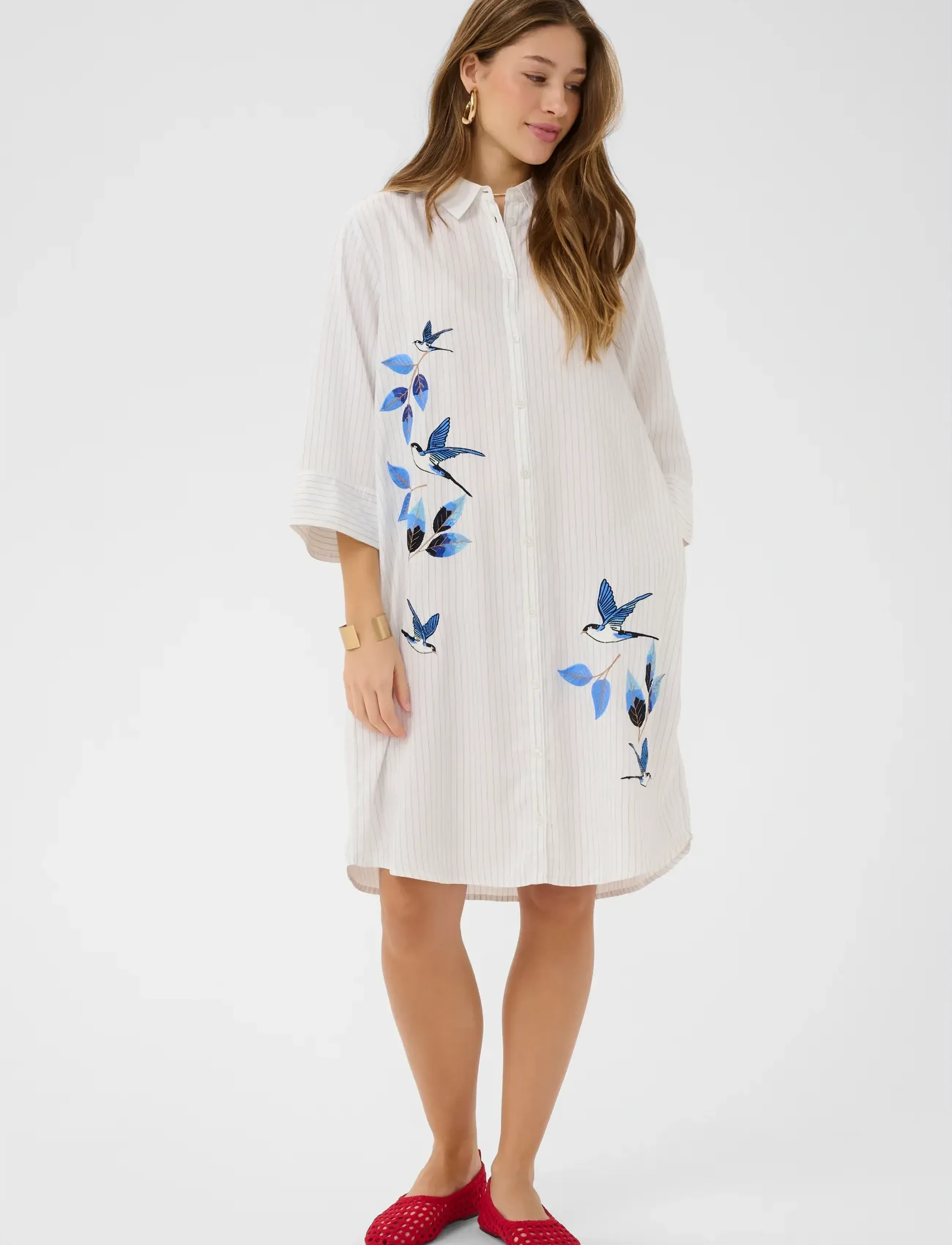 Cream - CRSilje Shirt Dress - särkkleidid - white blue stripe - 3