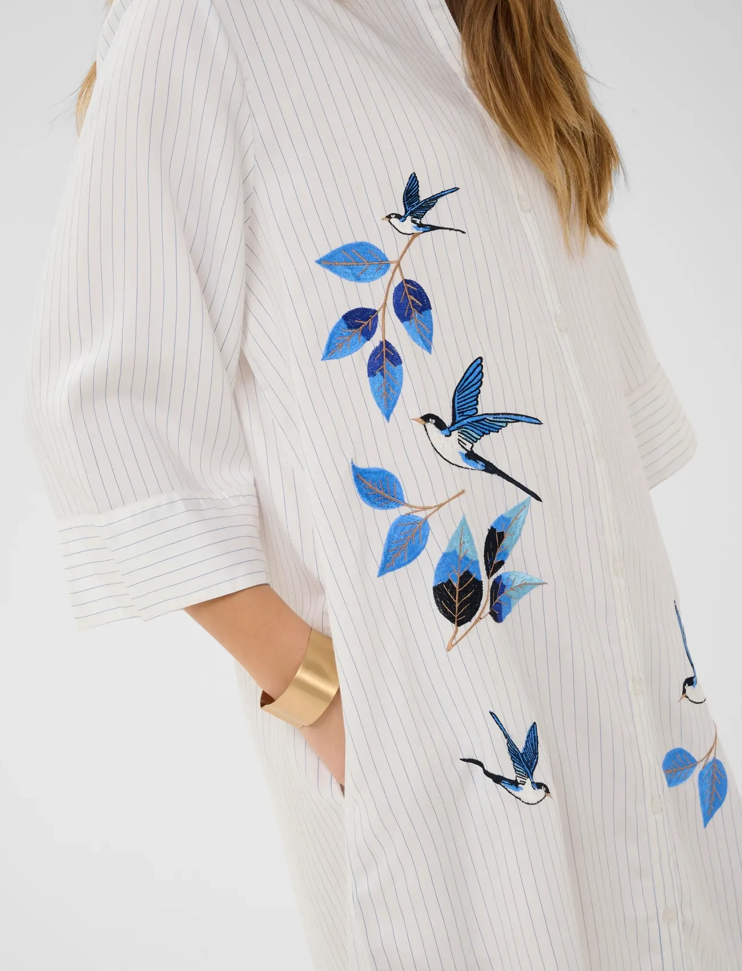 Cream - CRSilje Shirt Dress - särkkleidid - white blue stripe - 5
