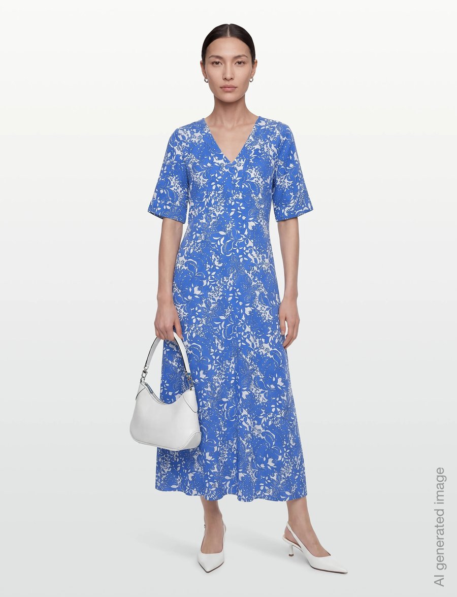 Cream - CRTiah Dress - summer dresses - blue toile - 0