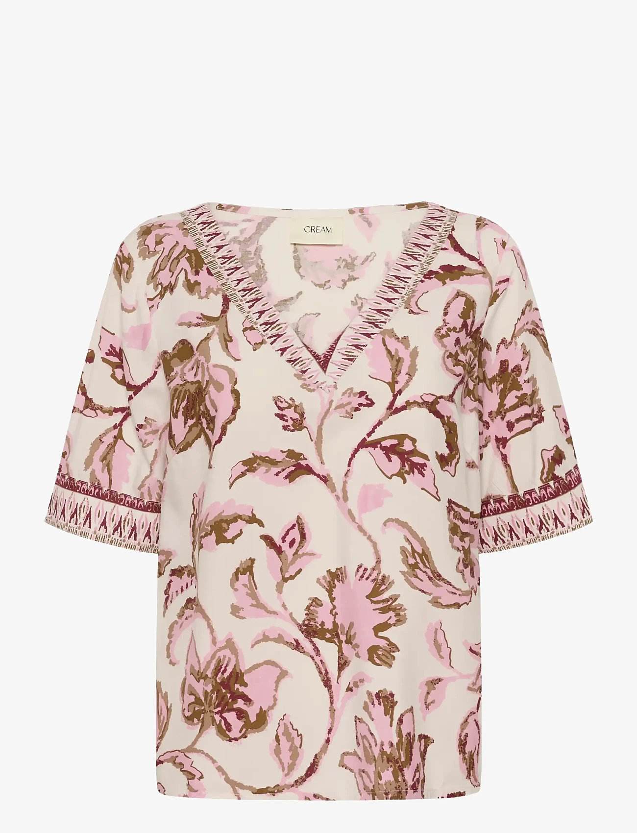 Cream - CRTiah Blouse - kortærmede bluser - pink flower - 0