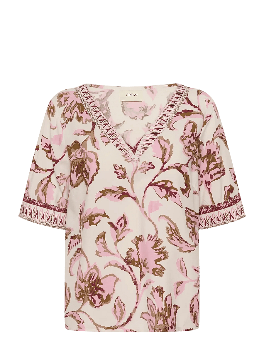 Cream - CRTiah Blouse - palaidinės trumpomis rankovėmis - pink flower - 0