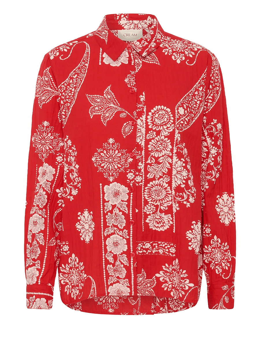 Cream - CRGianna Blouse - langærmede skjorter - red ethnic print - 1