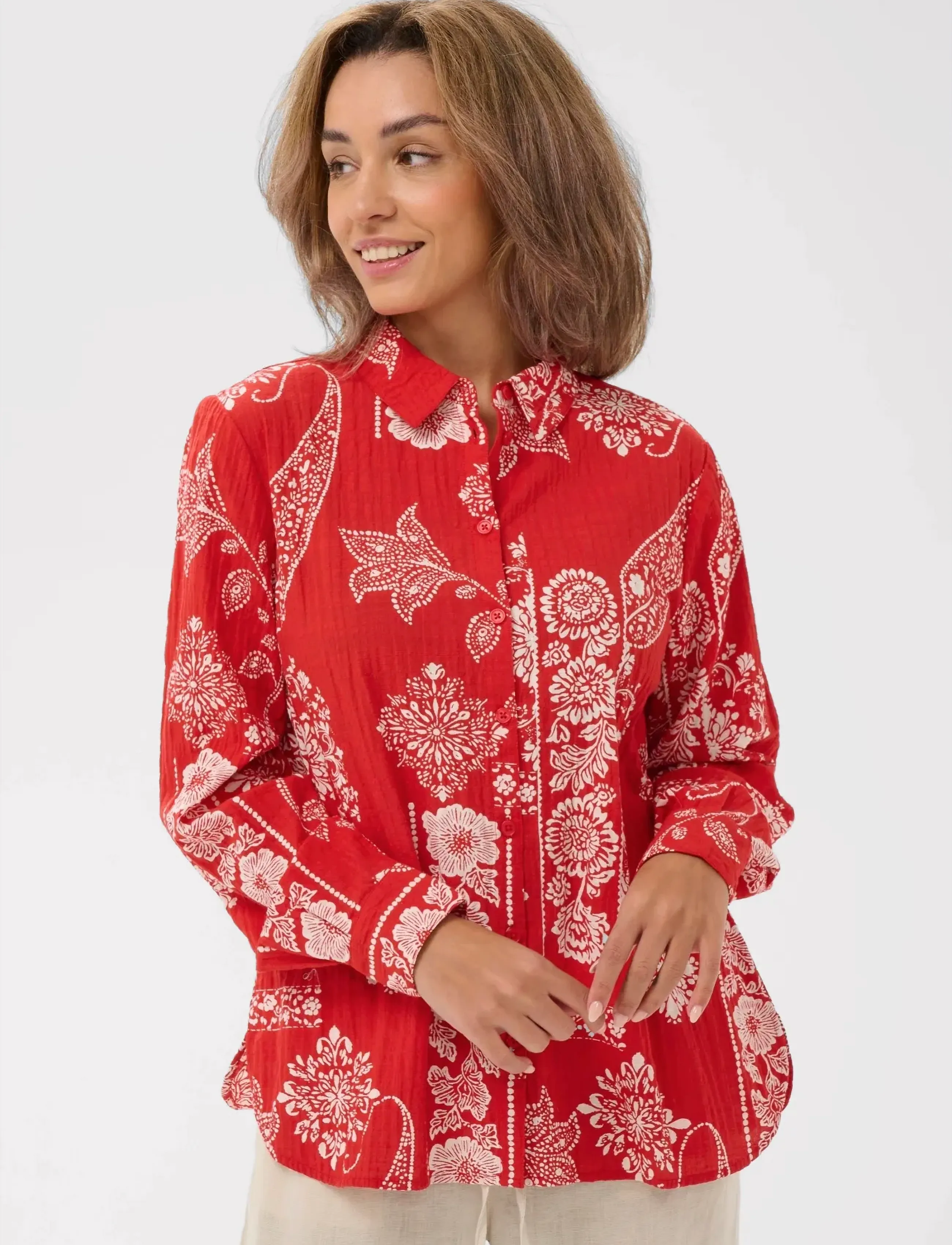 Cream CRGianna Blouse - Särgid - RED ETHNIC PRINT / red