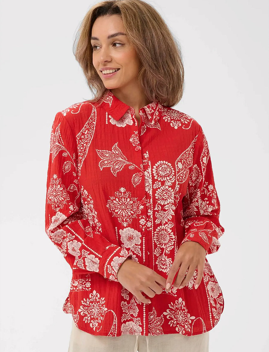 Cream - CRGianna Blouse - langærmede skjorter - red ethnic print - 0