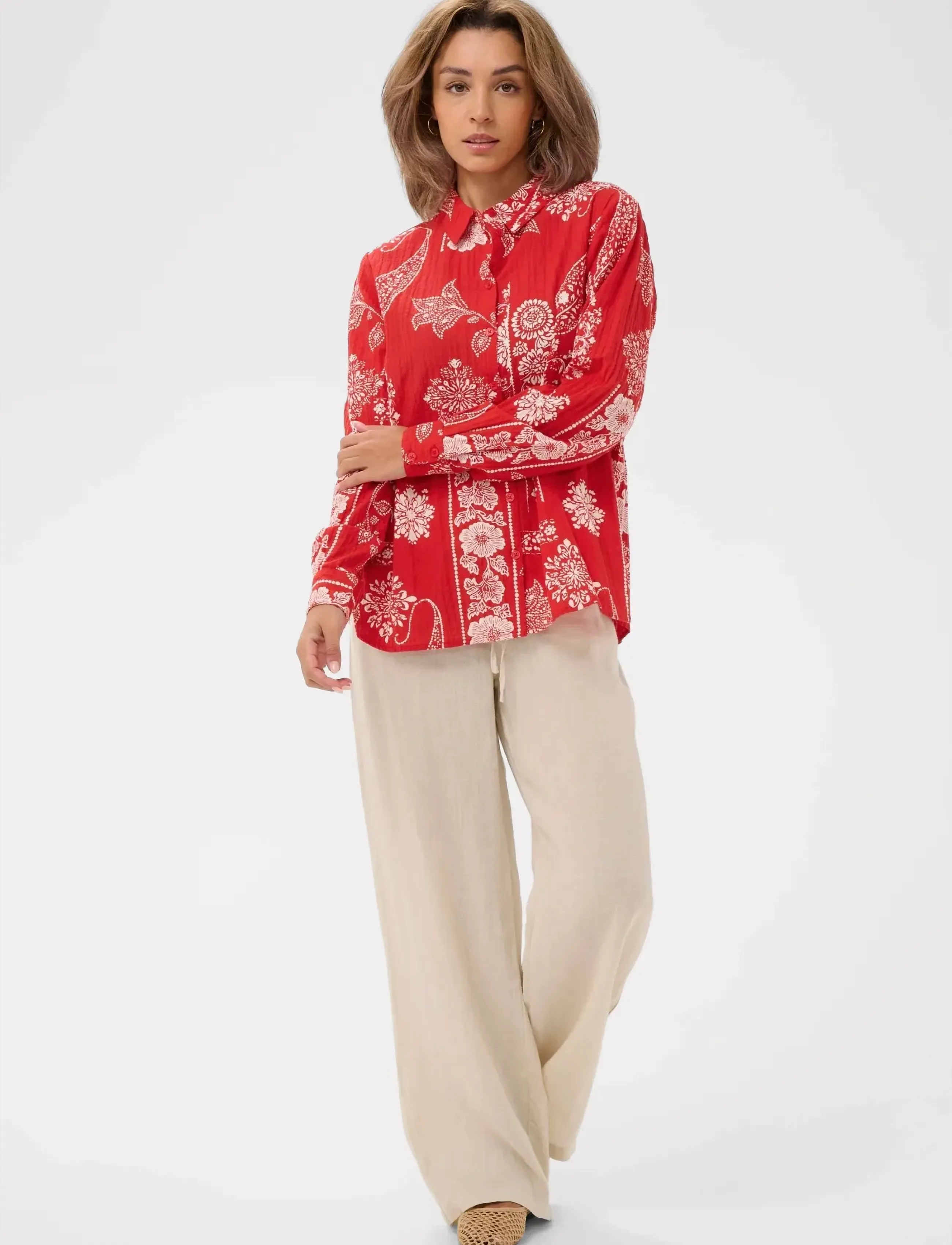 Cream - CRGianna Blouse - langærmede skjorter - red ethnic print - 3