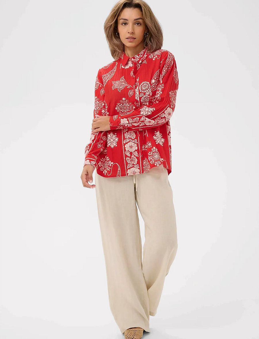 Cream - CRGianna Blouse - langærmede skjorter - red ethnic print - 3