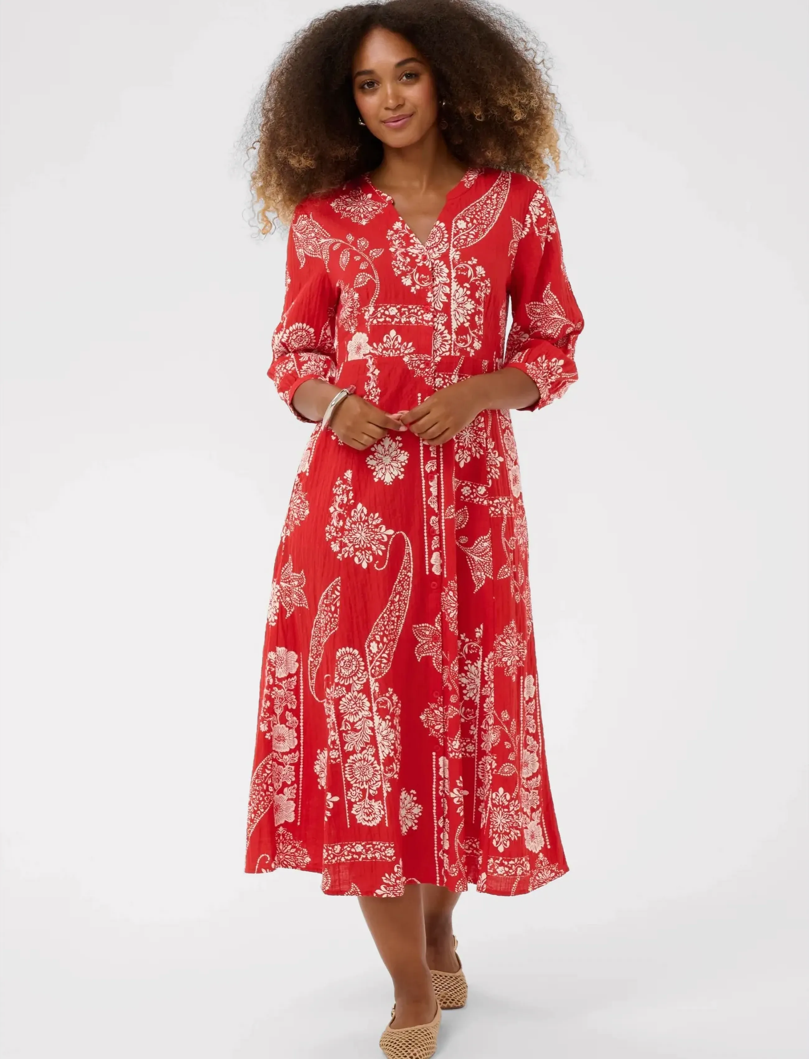 Cream CRGianna Dress - Kleider - RED ETHNIC PRINT / red
