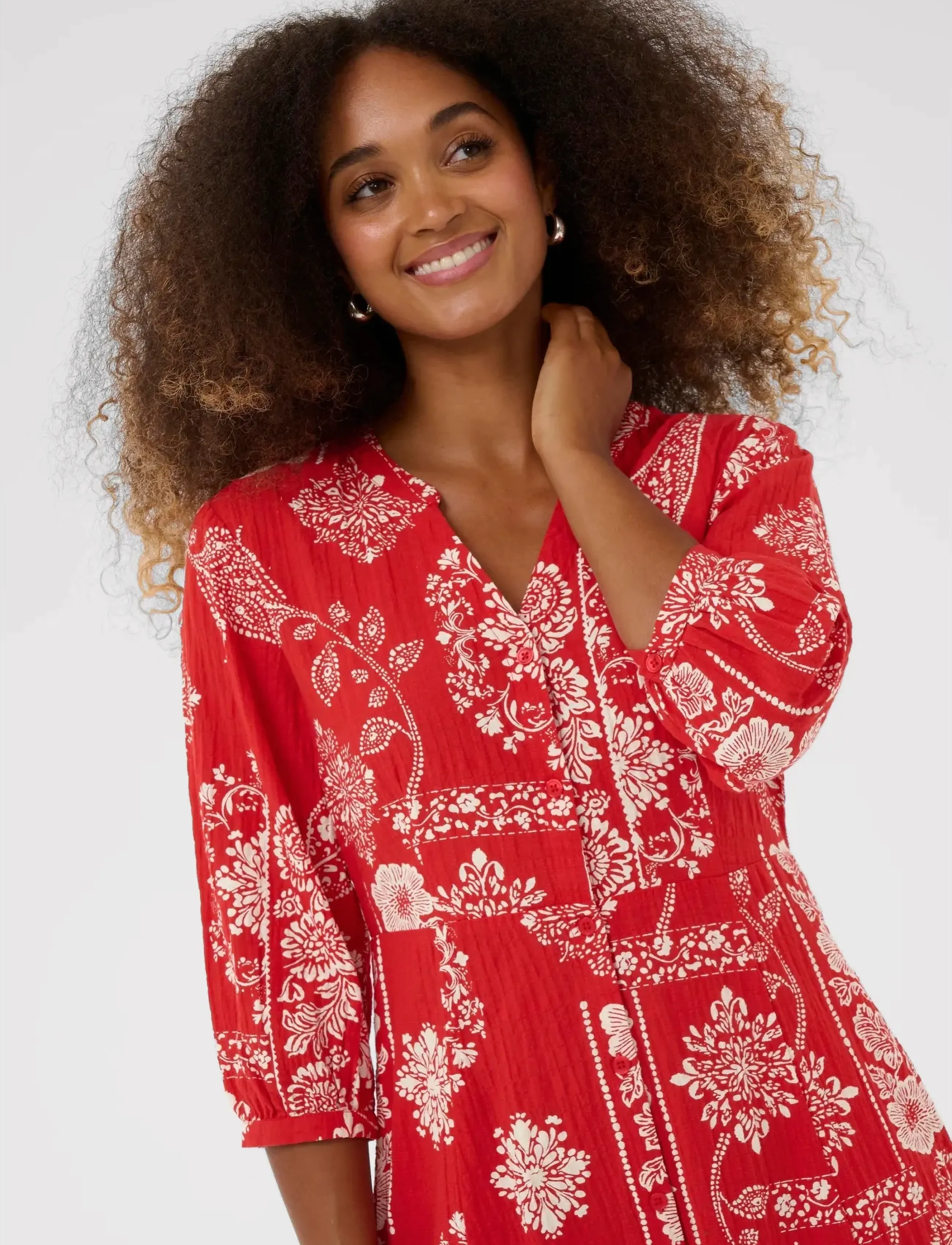 Cream - CRGianna Dress - sommerkjoler - red ethnic print - 4