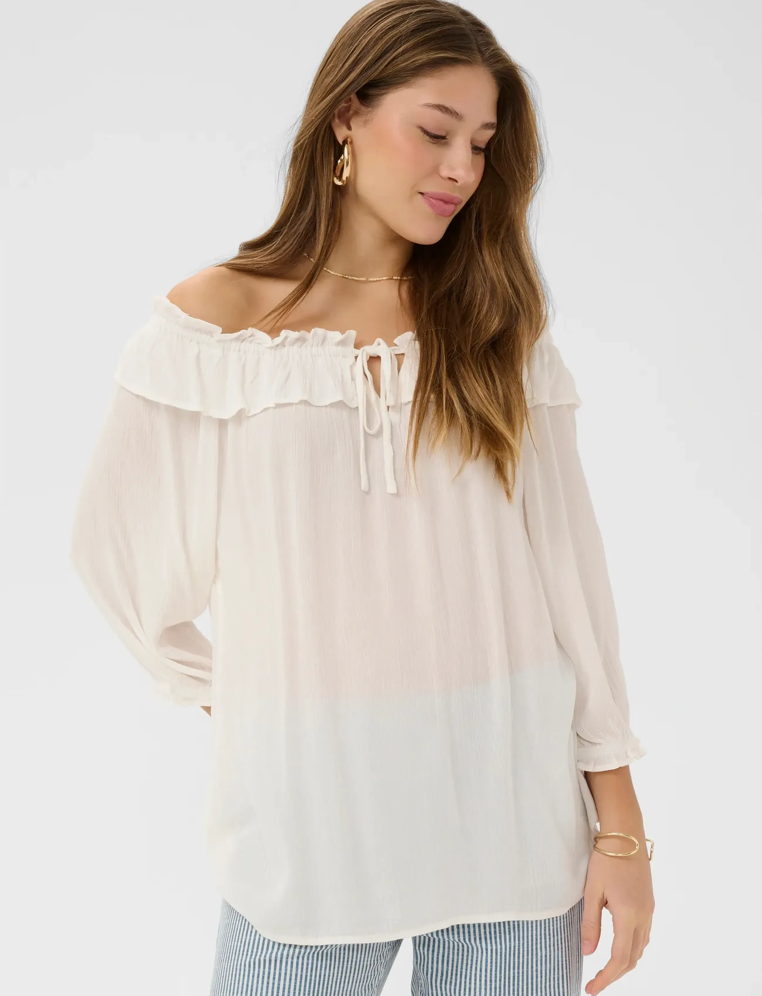 Cream Crbonita Blouse, Kvinder, Flæsebluse, Cream, Str: 46