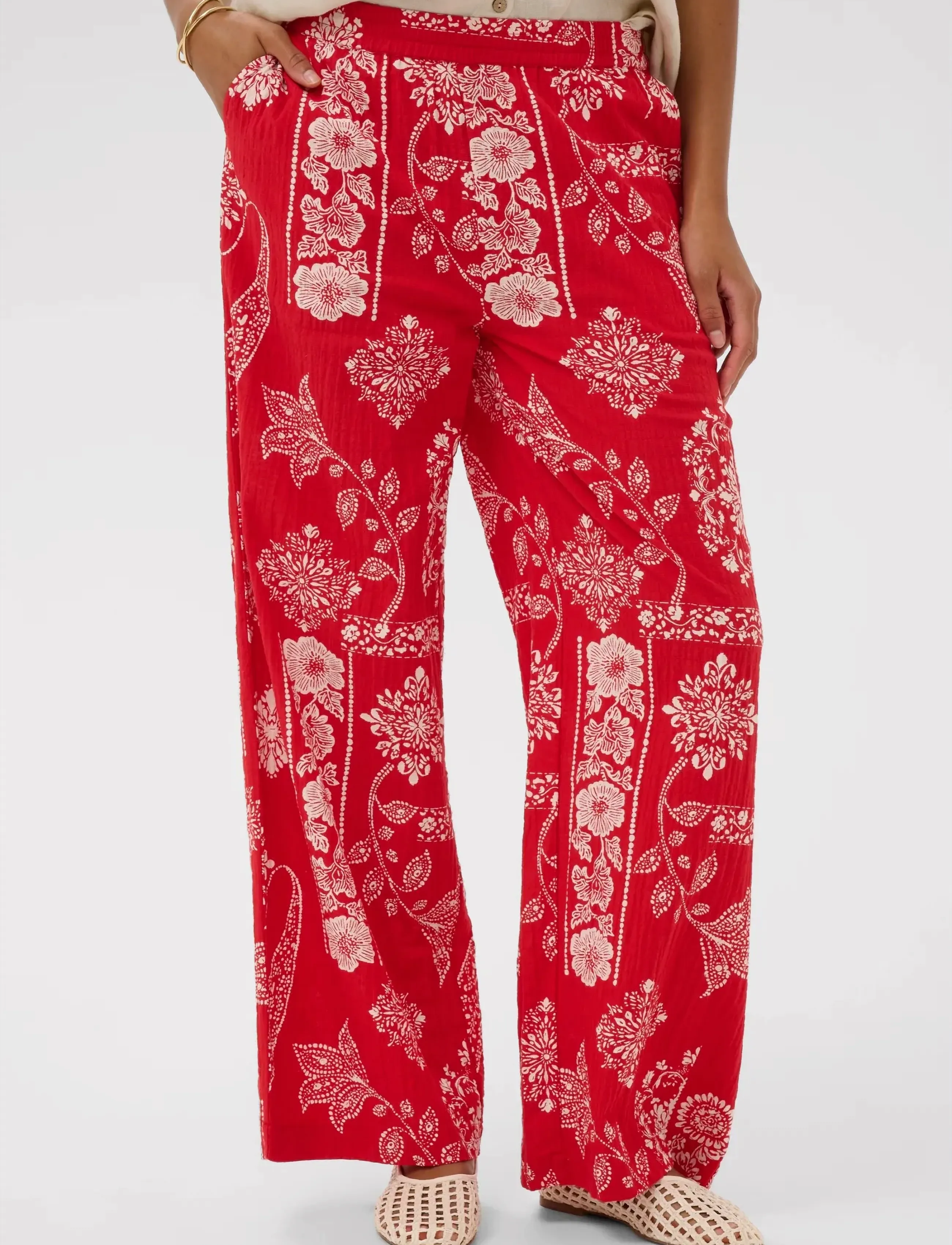 Cream CRGianna Pant - Kolleksjoner - RED ETHNIC PRINT / red