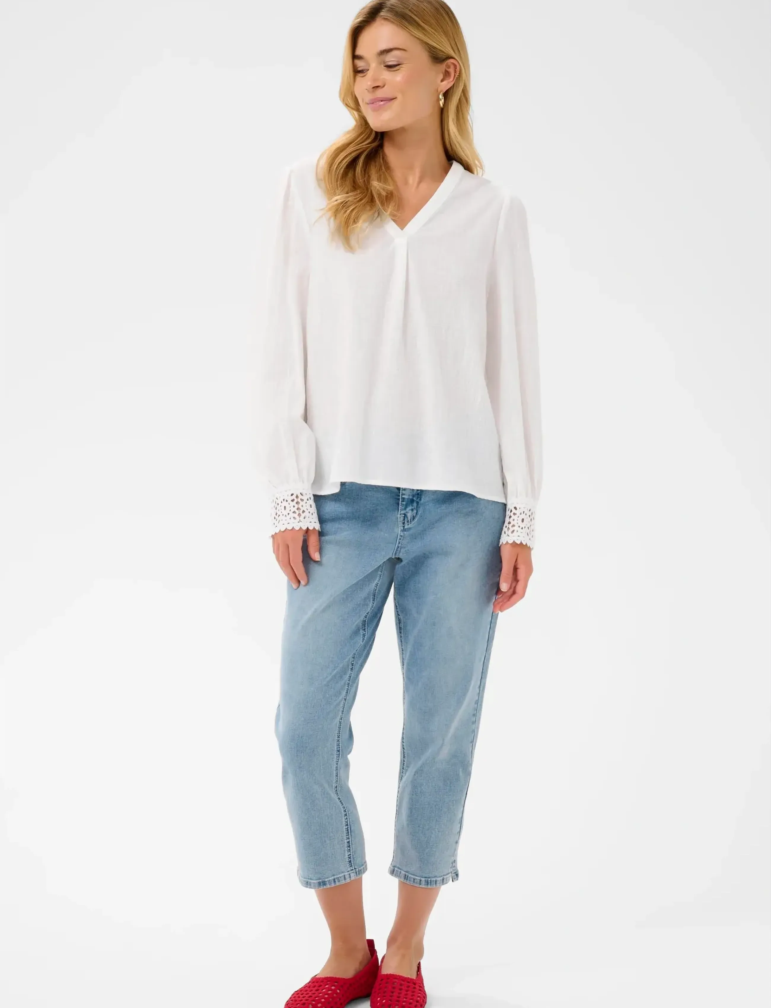 Cream - CRDelia Blouse - långärmade blusar - snow white - 3