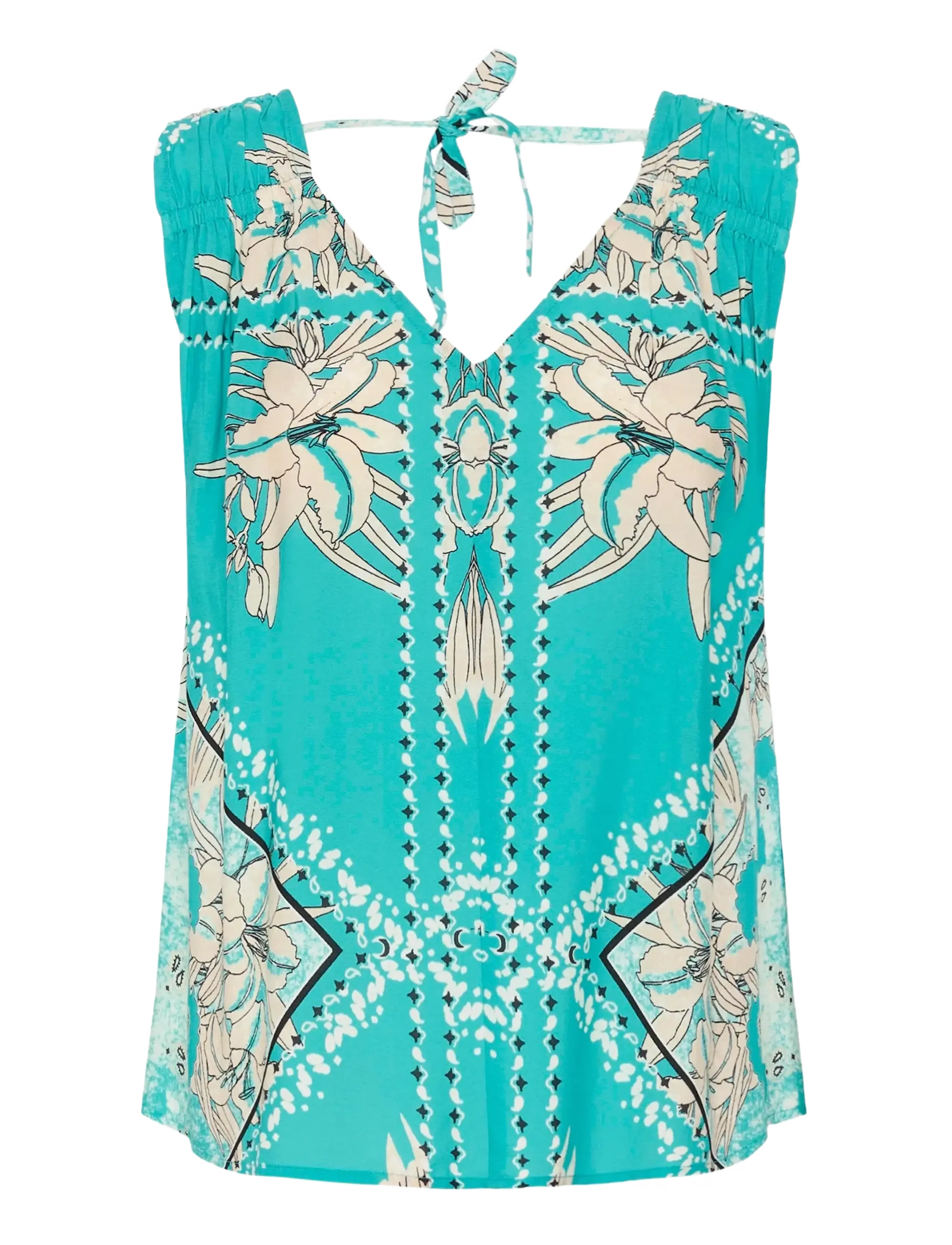 Cream CRTiah Top - Blouses & Overhemden - CERAMIC SCARF PRINT / blue