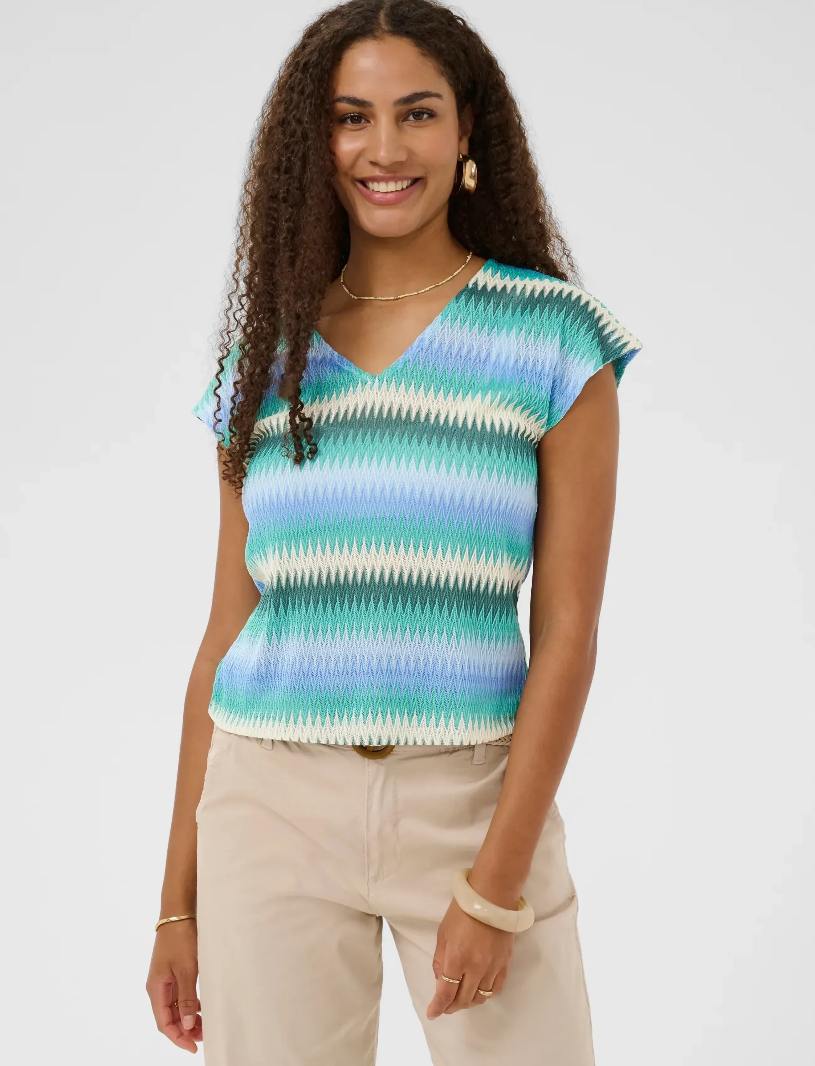 Cream Crdelfina Blouse, 44, Blue, Bluser > Kortærmede, Dame