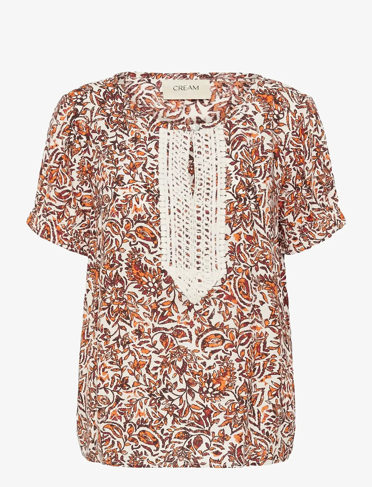 Cream - CRTiah Blouse - kortärmade blusar - orange saraza flower - 1