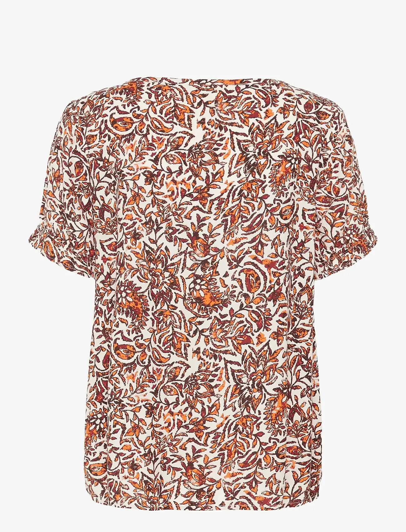 Cream - CRTiah Blouse - kortärmade blusar - orange saraza flower - 2