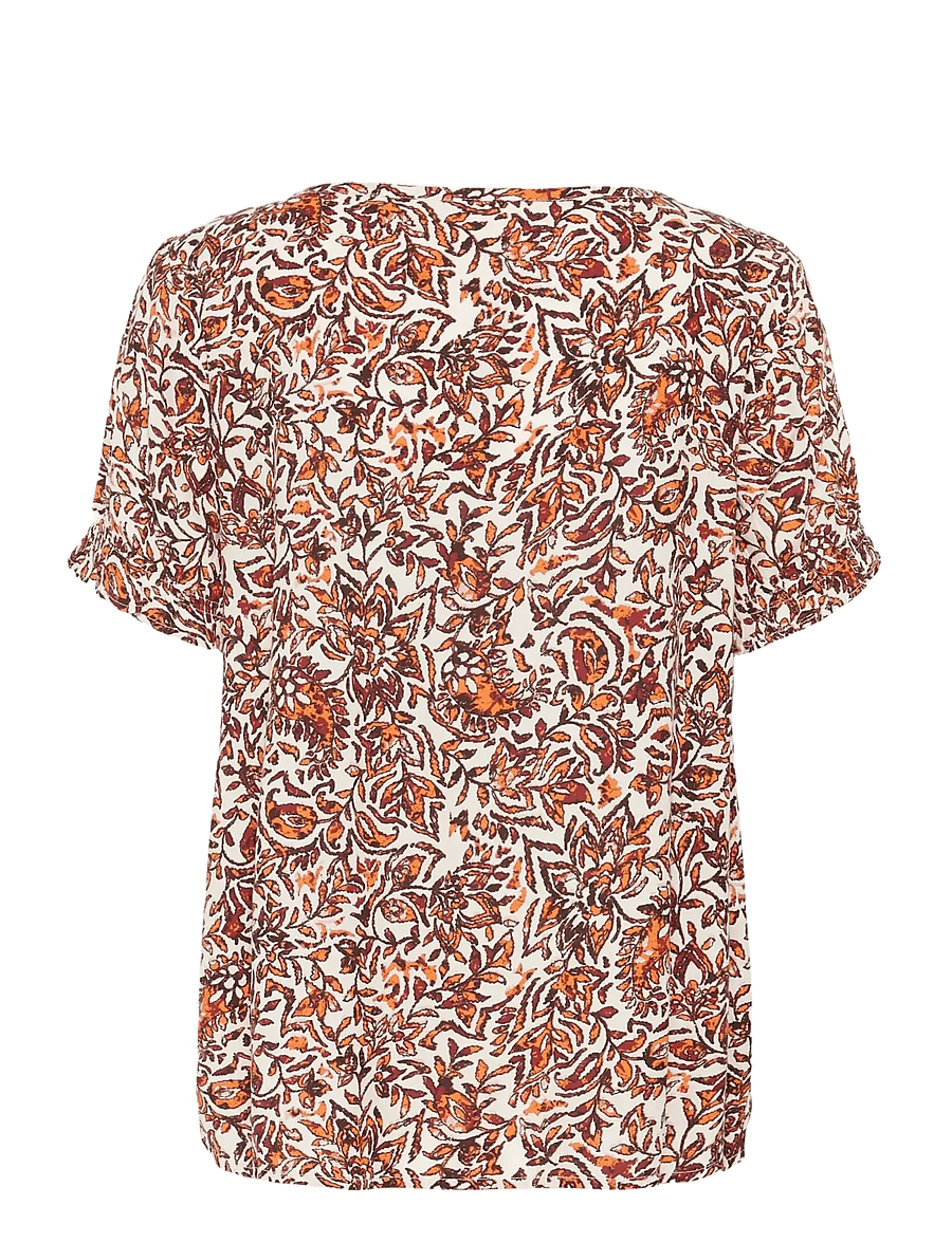 Cream - CRTiah Blouse - kurzärmelige blusen - orange saraza flower - 2