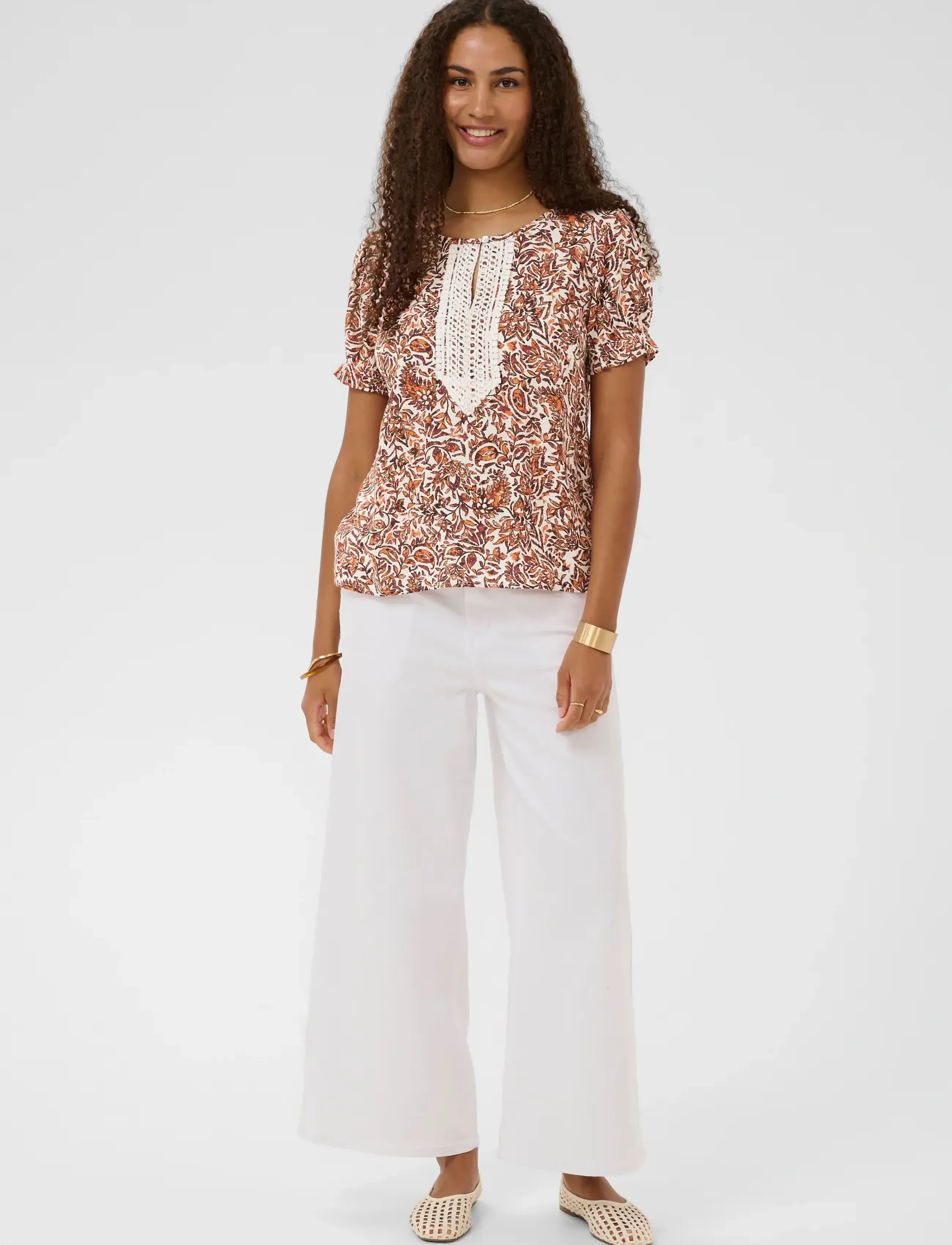 Cream Crtiah Blouse, 46, Orange, Bluser > Kortærmede, Dame