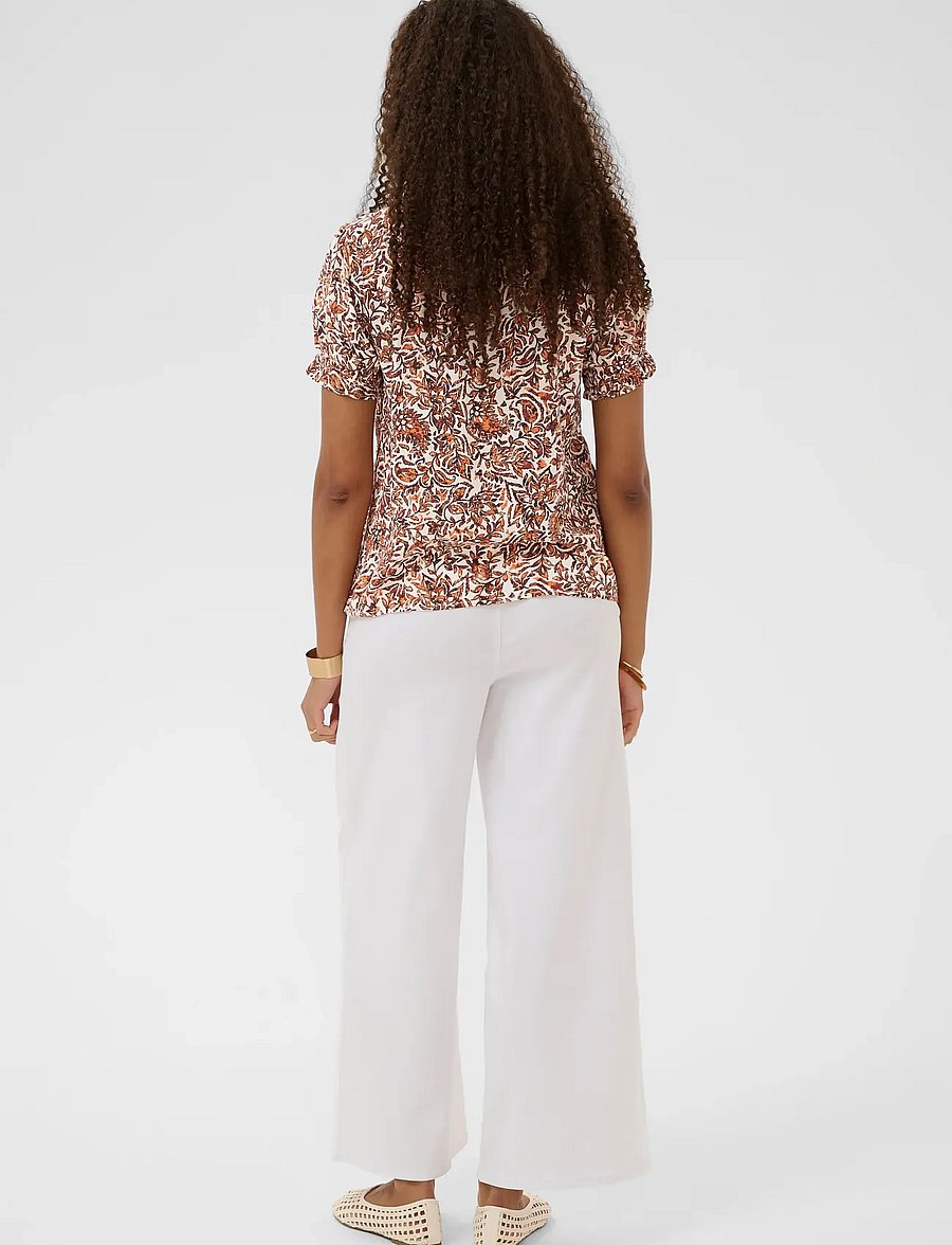 Cream - CRTiah Blouse - kurzärmelige blusen - orange saraza flower - 3