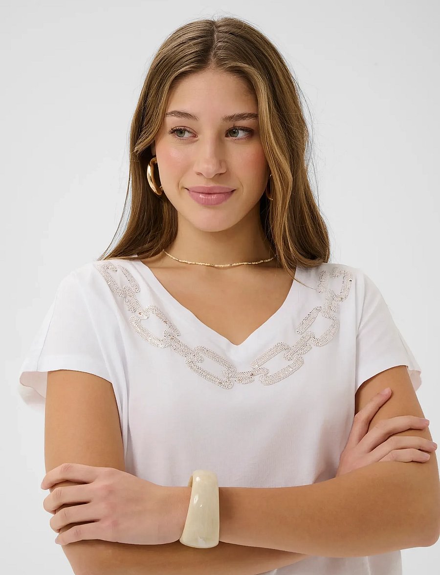 Cream - CRNibia Tshirt - t-shirts - snow white - 5