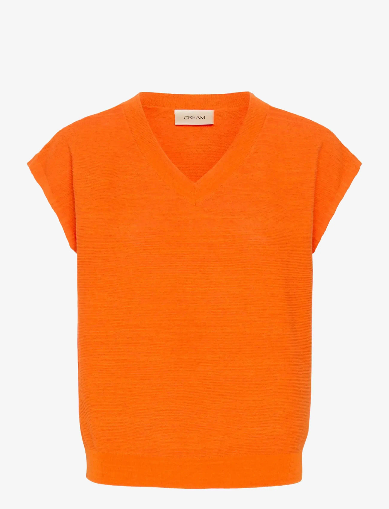 Cream - CREvisa Knit Blouse - strikveste - celosia orange - 1