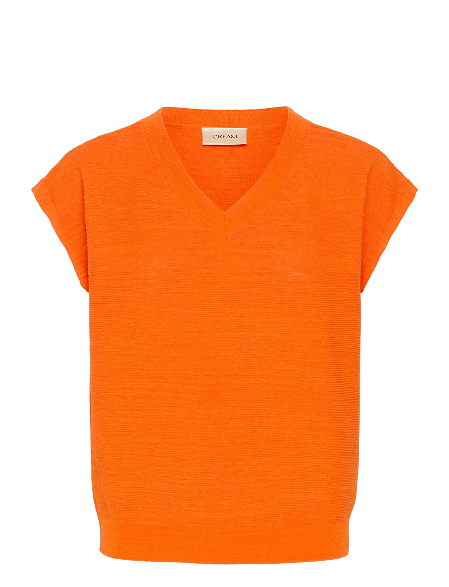 Cream - CREvisa Knit Blouse - strikveste - celosia orange - 1