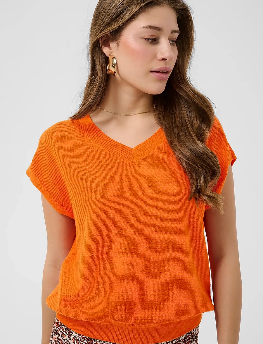 Cream - CREvisa Knit Blouse - strikveste - celosia orange - 5