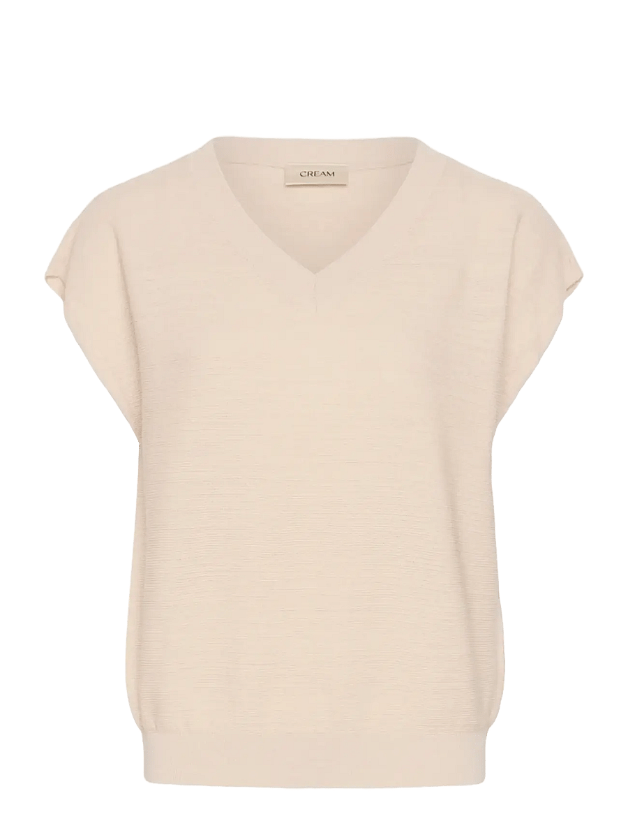 Cream - CREvisa Knit Blouse - strikveste - perfectly pale - 1