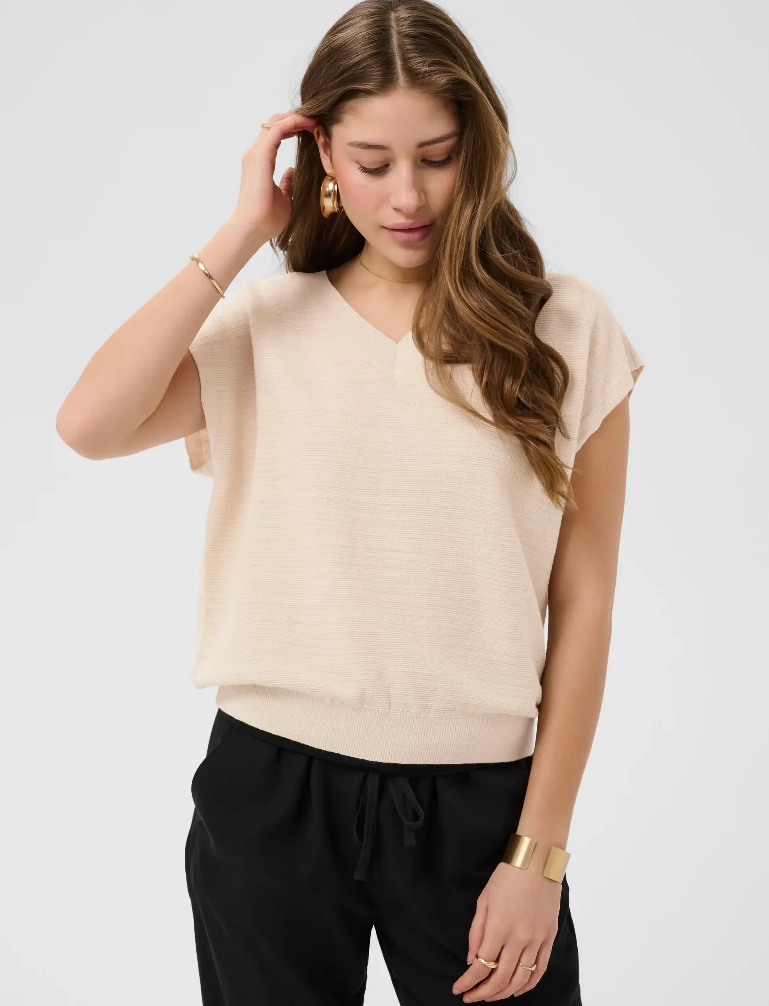 Cream Crevisa Knit Blouse, S, Westen, Creme - Knitted Frauen
