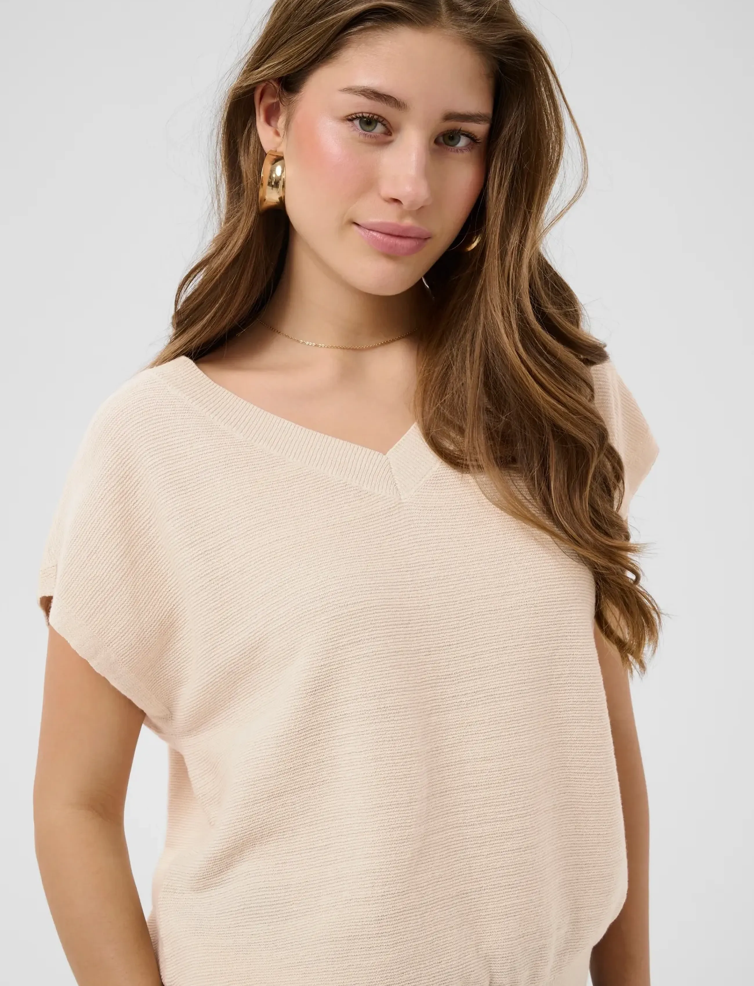Cream - CREvisa Knit Blouse - stickade västar - perfectly pale - 5