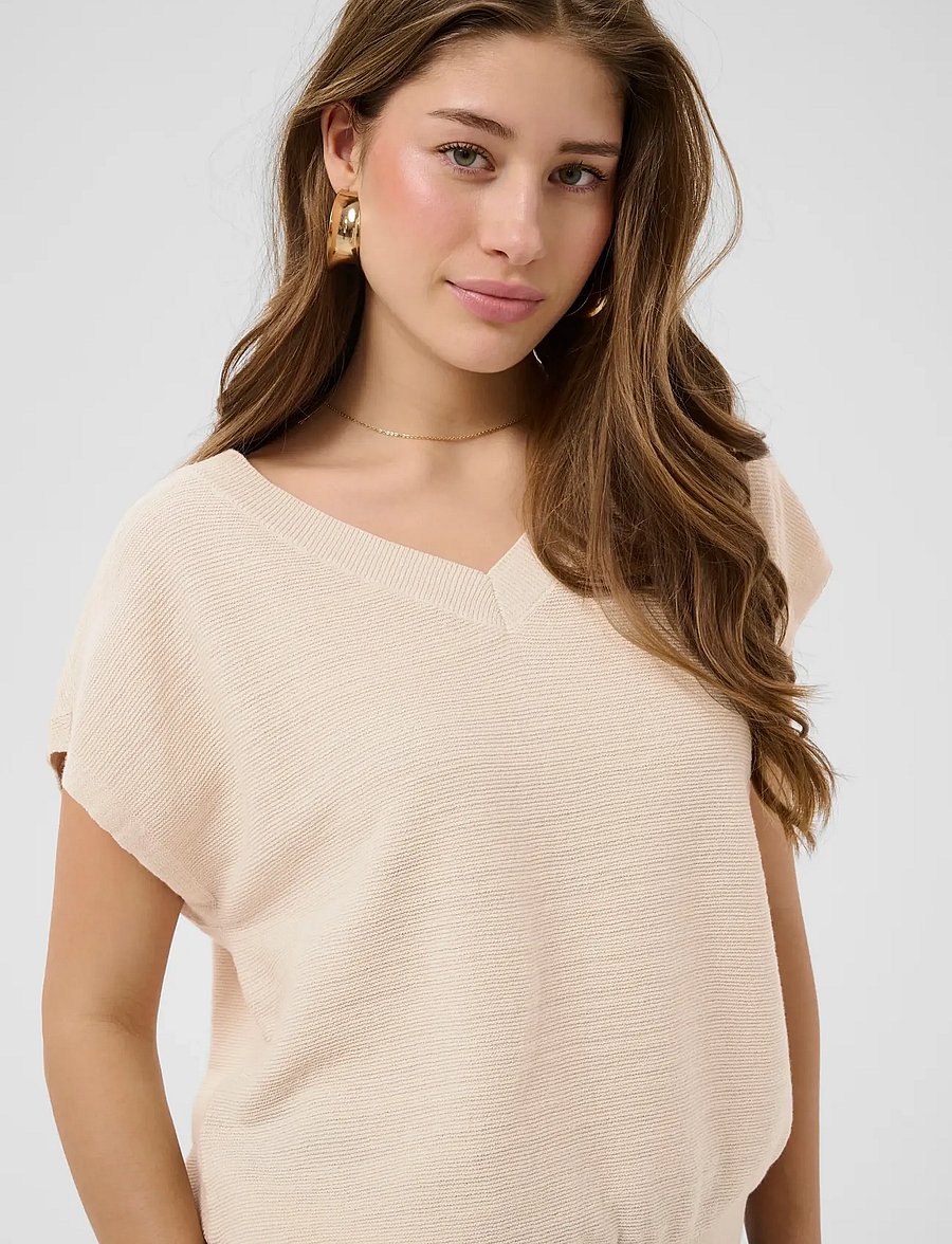 Cream - CREvisa Knit Blouse - strikveste - perfectly pale - 5