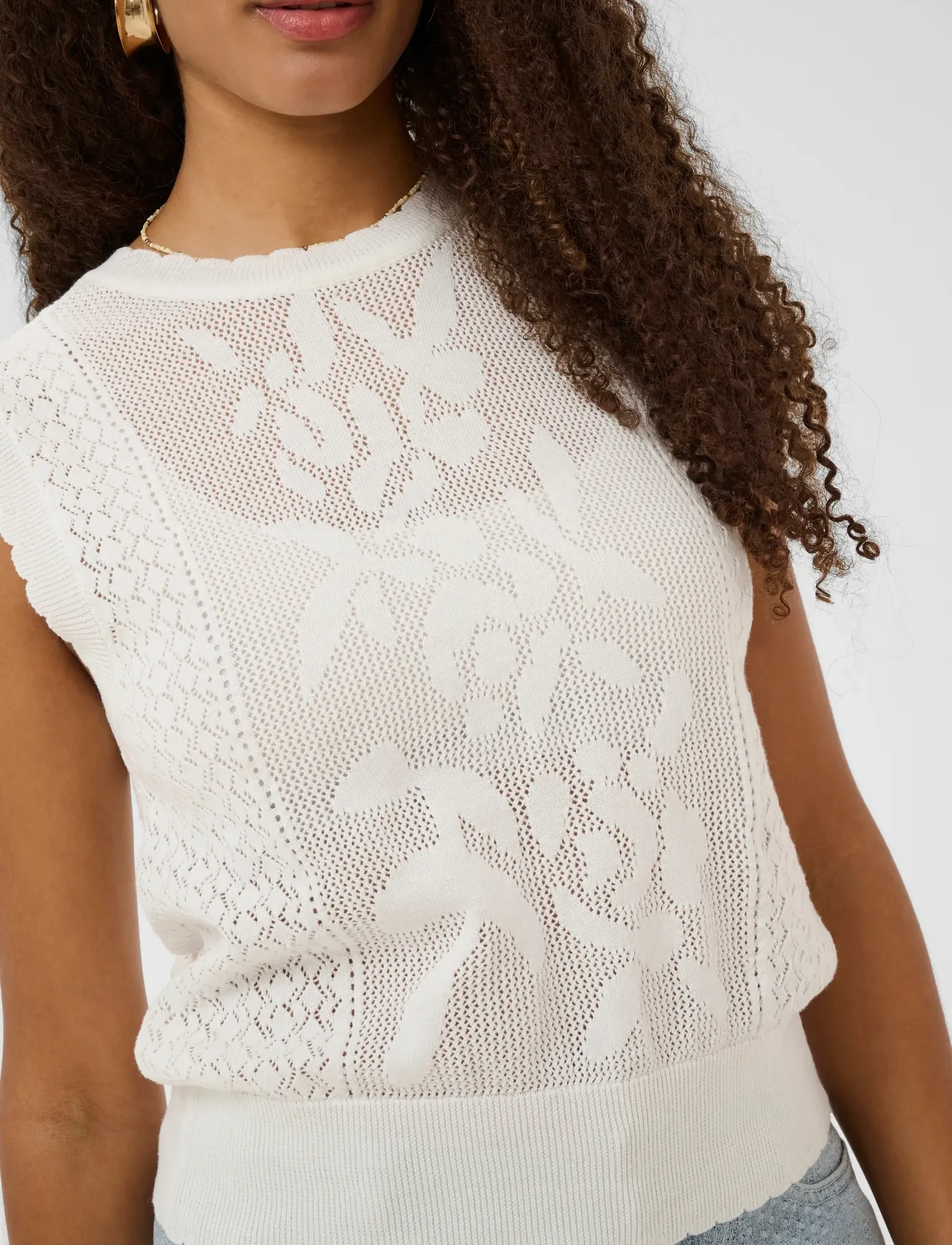 Cream - CROluki Knit Slipover - sleeveless blouses - snow white - 5