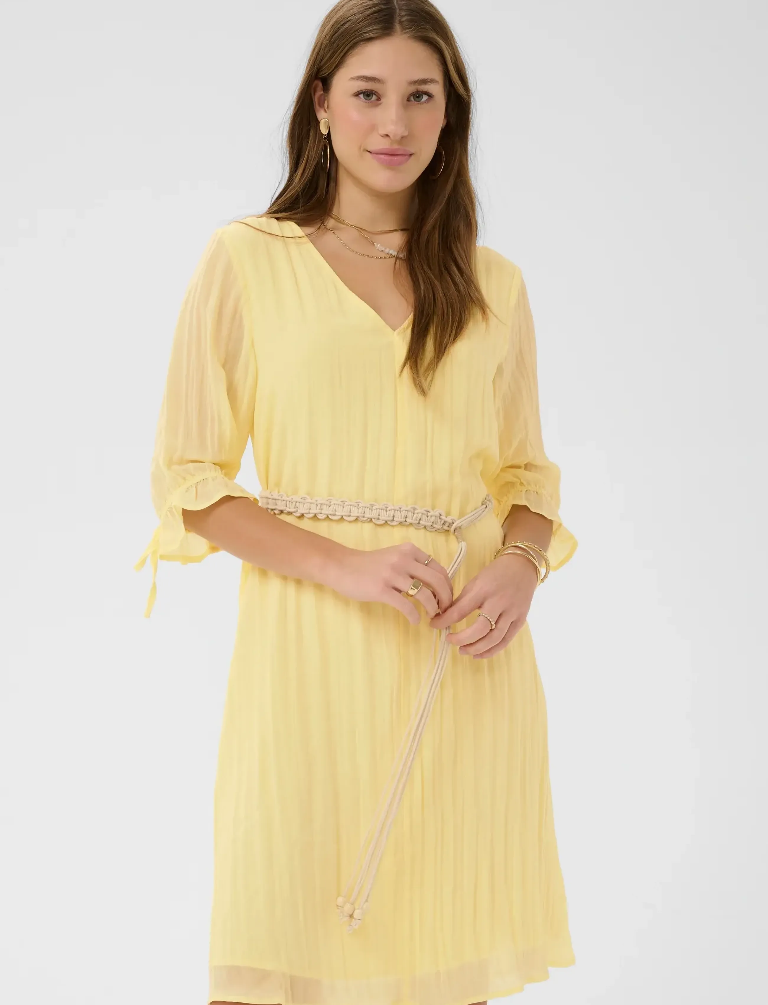 Cream Crisabelle Dress, Kvinder, Bæltekjole, Gul, Str: 38