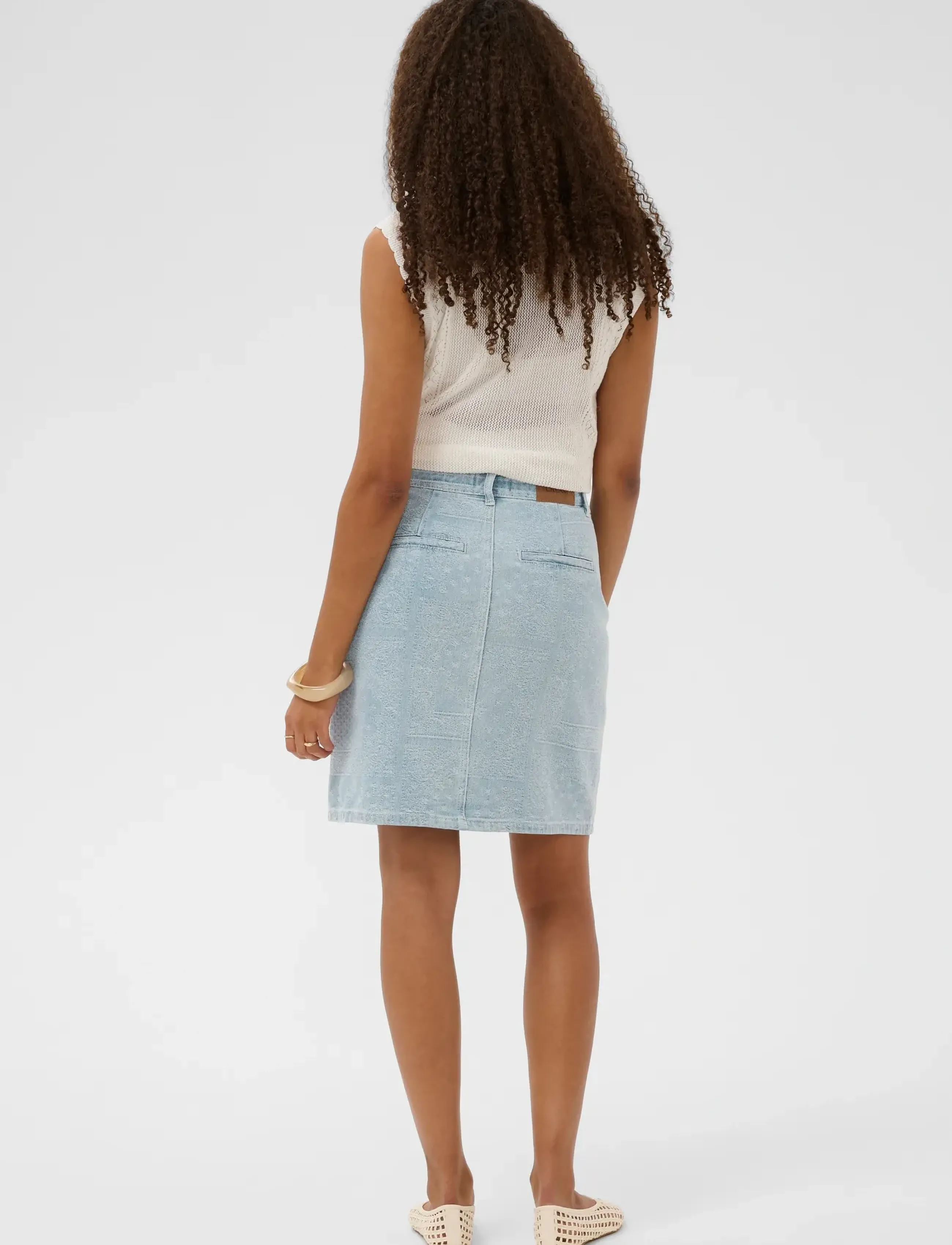 Cream - CRLucy Skirt - jeanskjolar - blue denim jacquard - 4