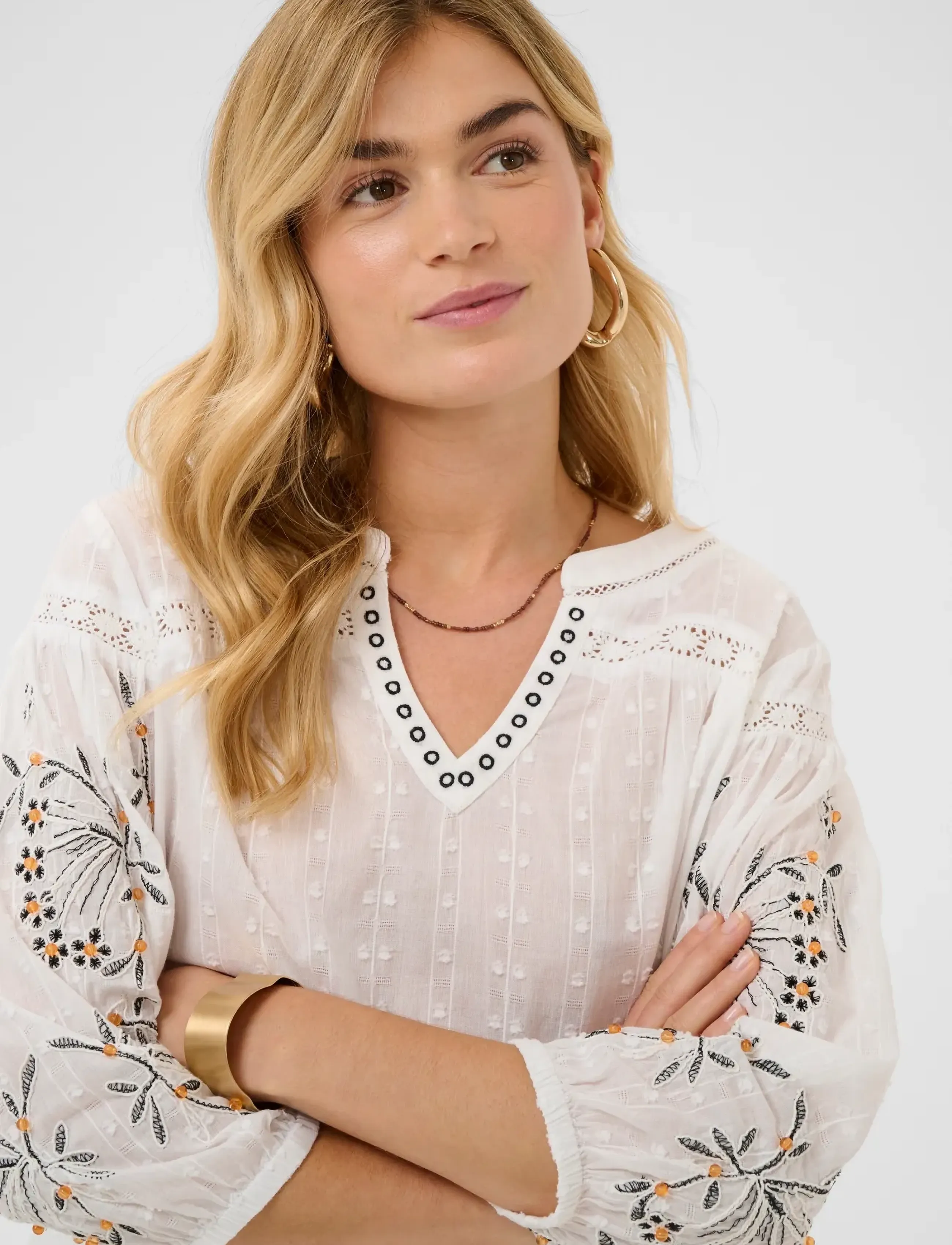 Cream - CRSereni Blouse - langärmelige blusen - snow white - 4