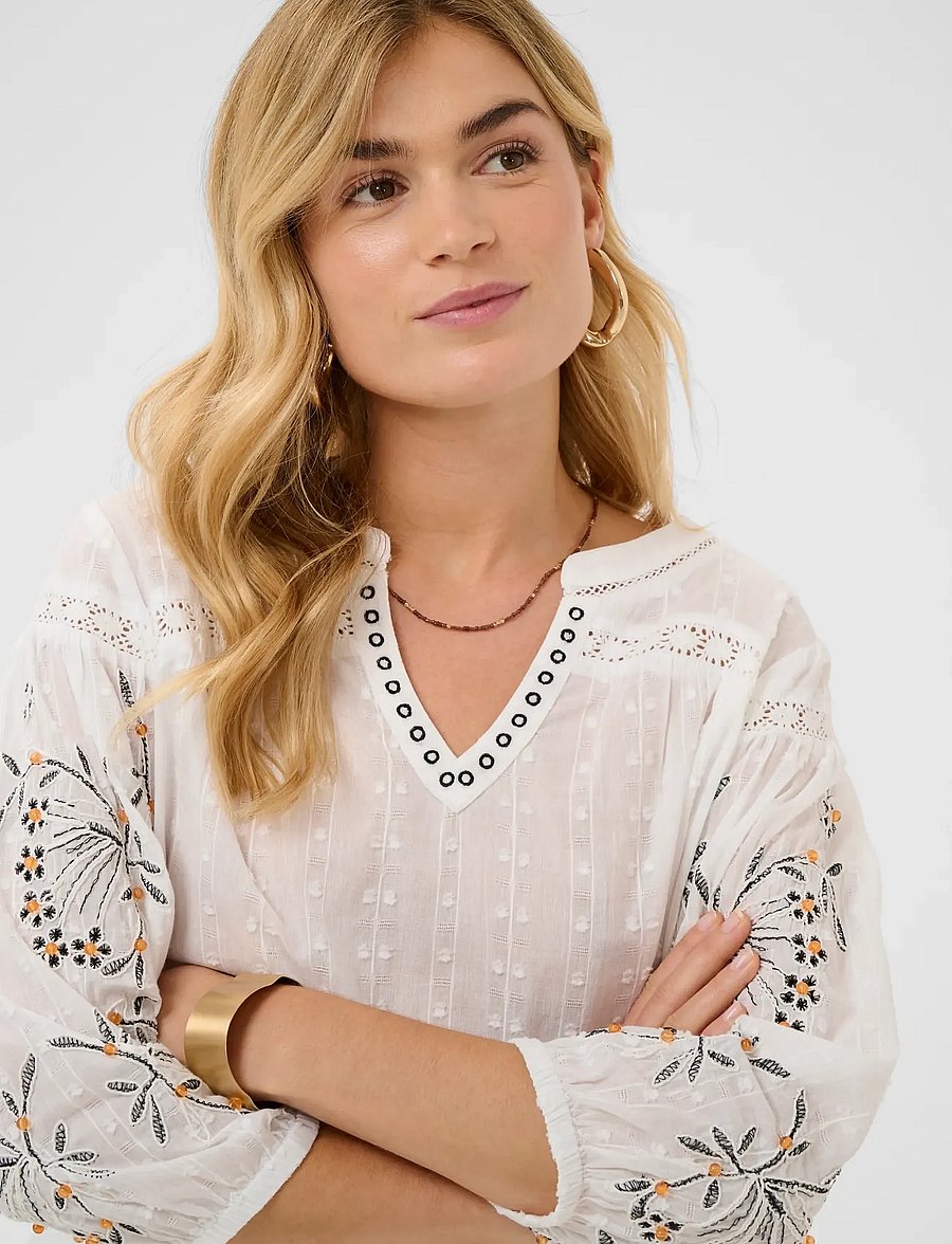 Cream - CRSereni Blouse - langärmelige blusen - snow white - 4
