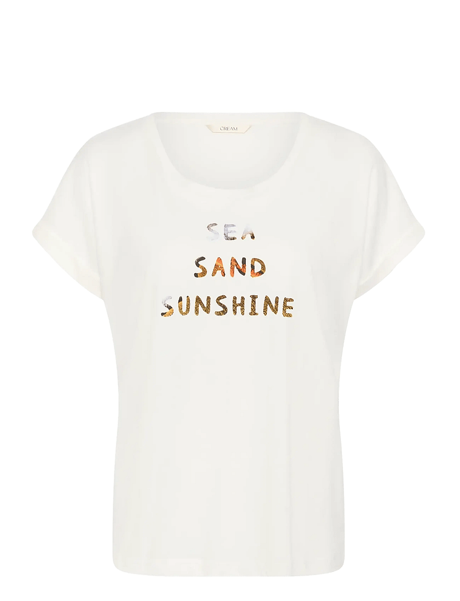Cream - CRAlma T-Shirt - stuttermarbolir - sea sun text - 1