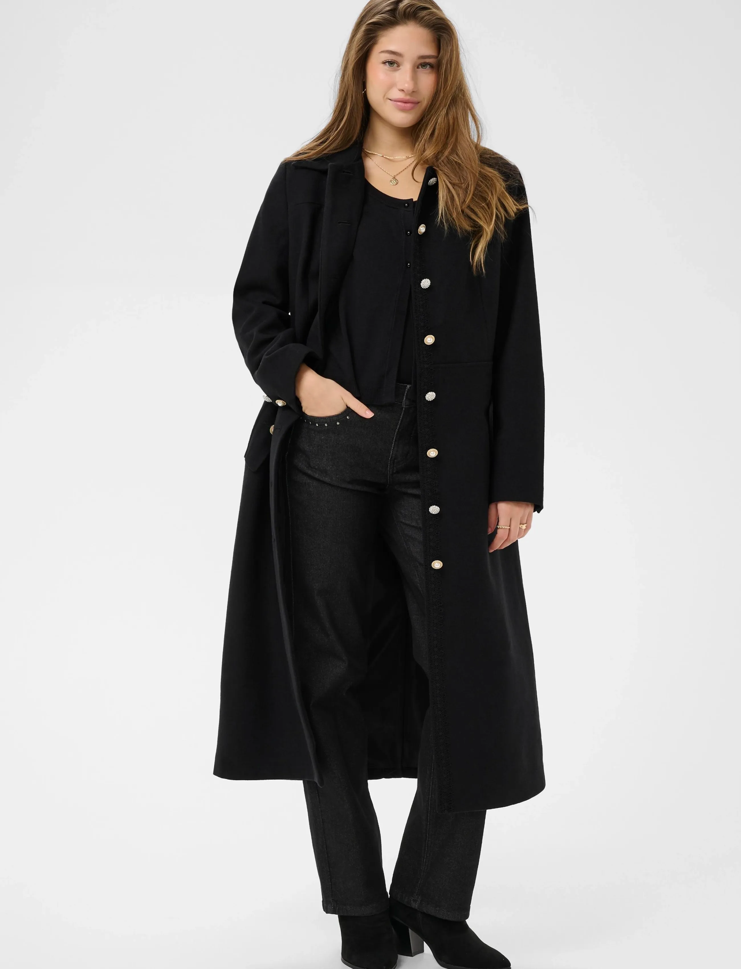 Cream - CRTolsa Long Coat - pitch black - 2
