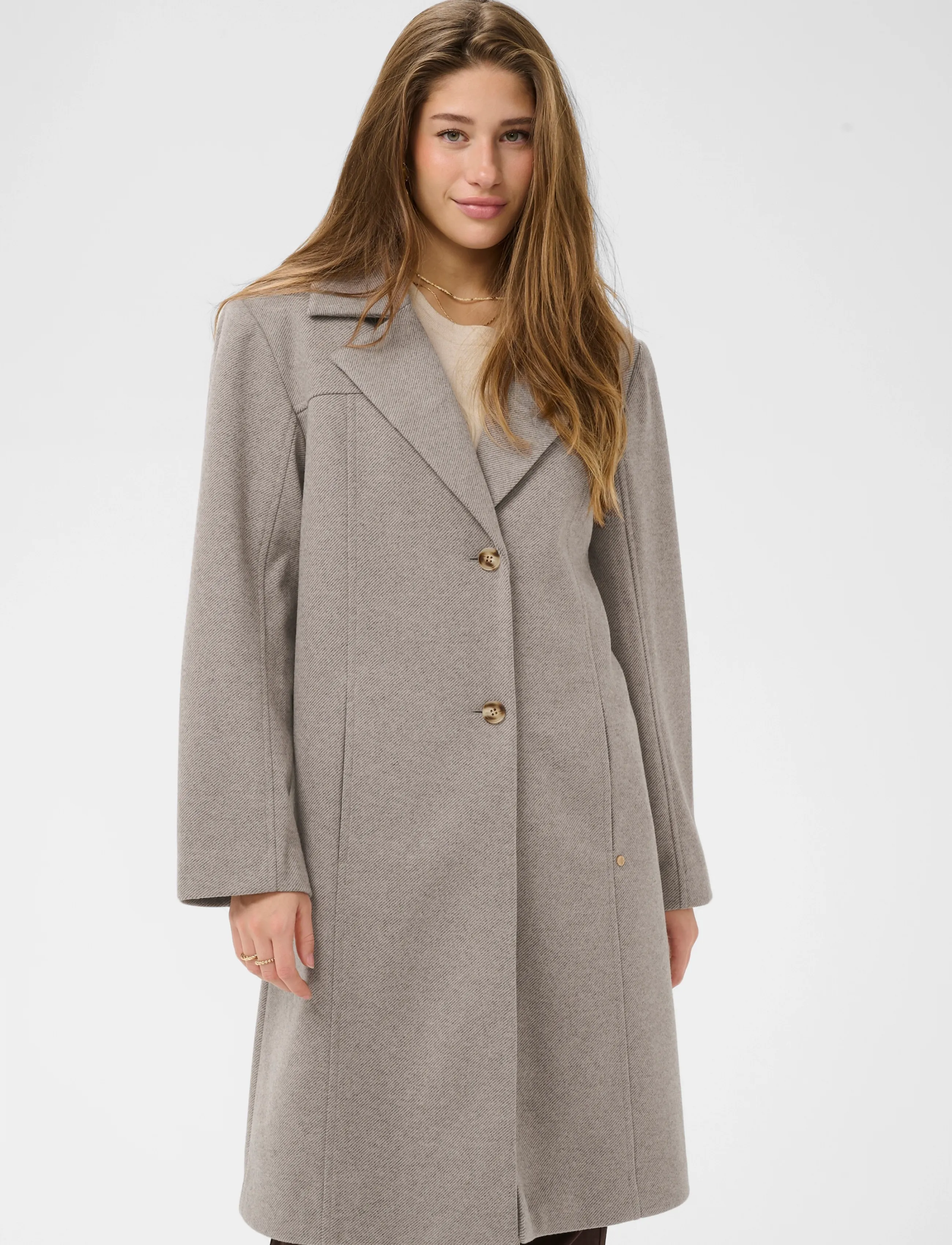 Cream - CRJaze Long Coat - brown lentil melange - 2