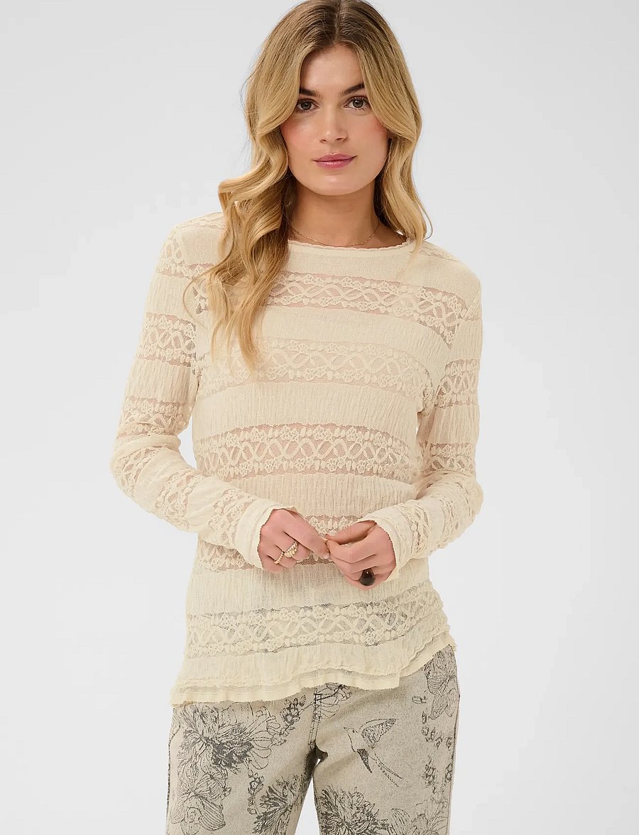 Cream - CRRosel T-Shirt - langärmlige tops - bleached sand - 0