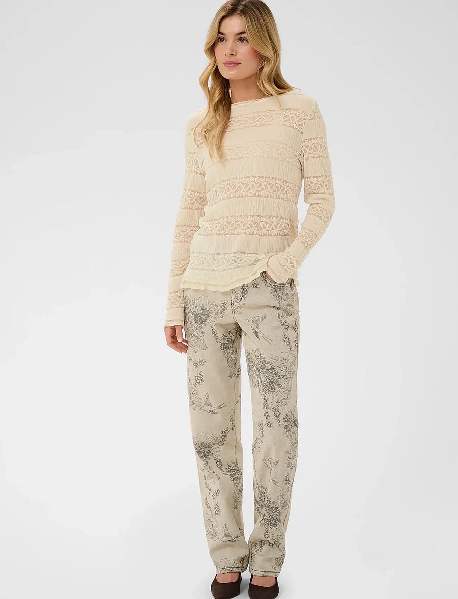 Cream - CRRosel T-Shirt - langärmlige tops - bleached sand - 3