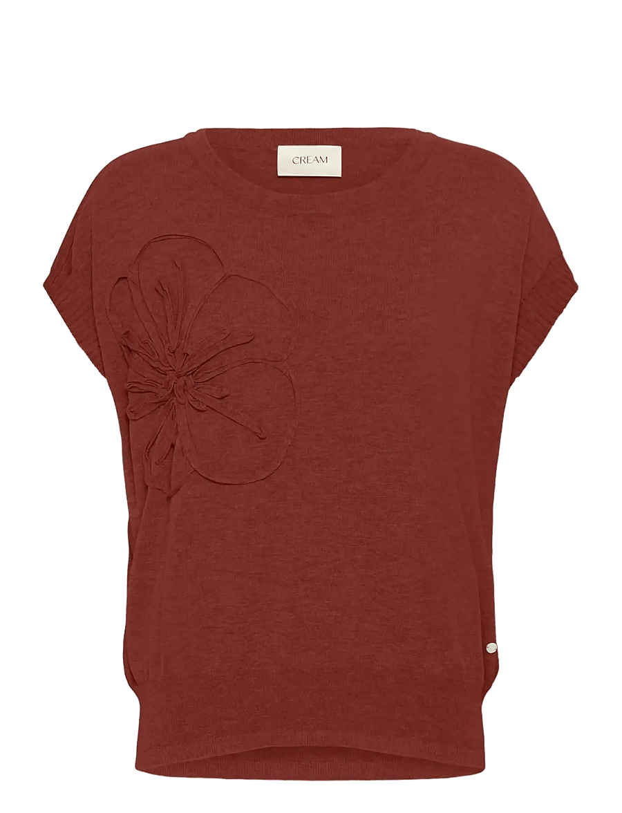 Cream - CRDela Knit Slipover w Deco - strikkegensere - brandy snifter - 1