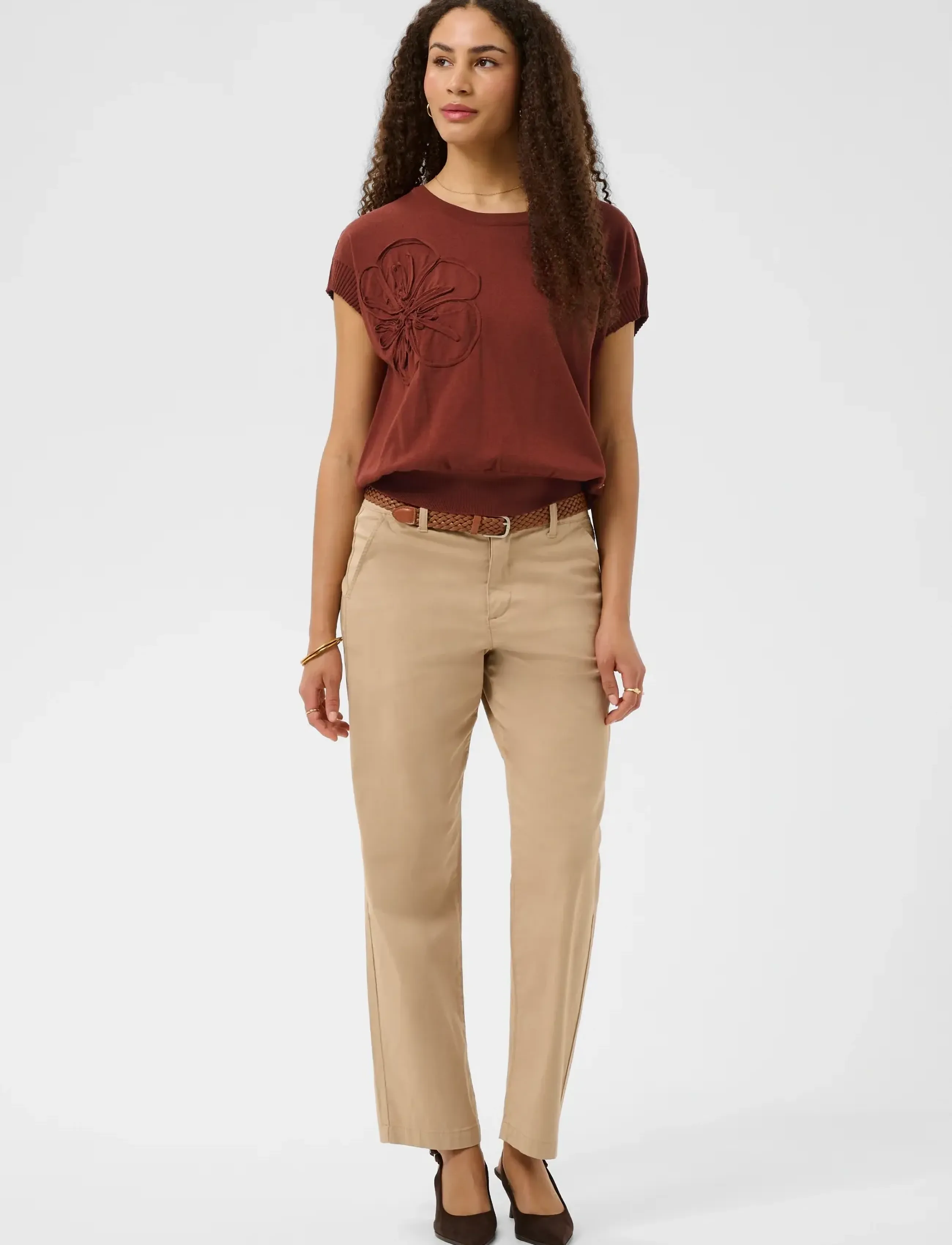 Cream - CRDela Knit Slipover w Deco - strikkegensere - brandy snifter - 3