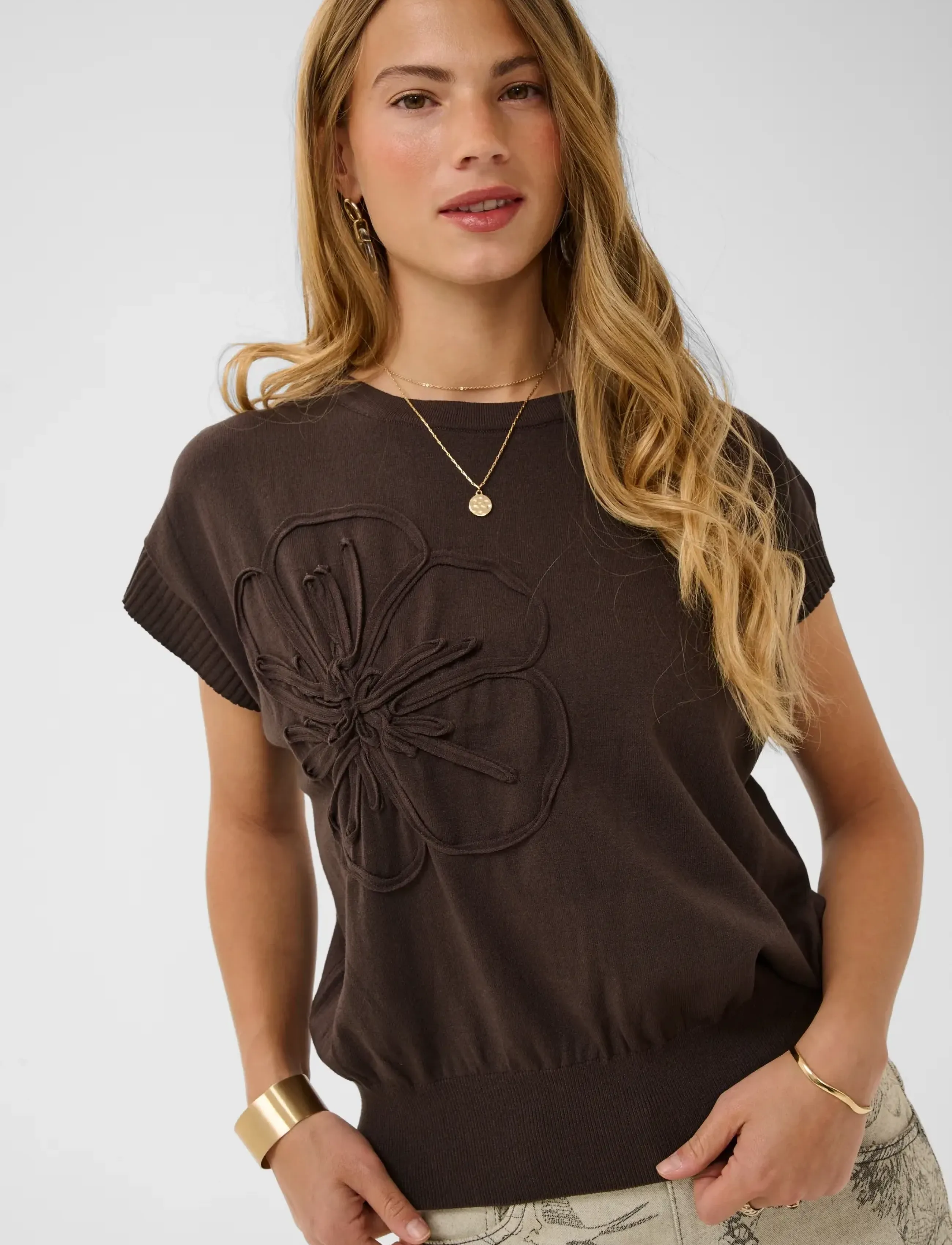 Cream - CRDela Knit Slipover w Deco - jumpers - java - 5