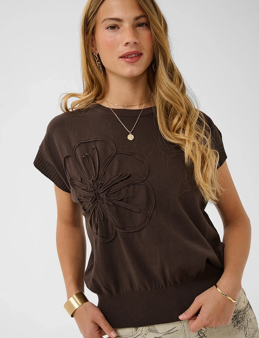 Cream - CRDela Knit Slipover w Deco - jumpers - java - 5