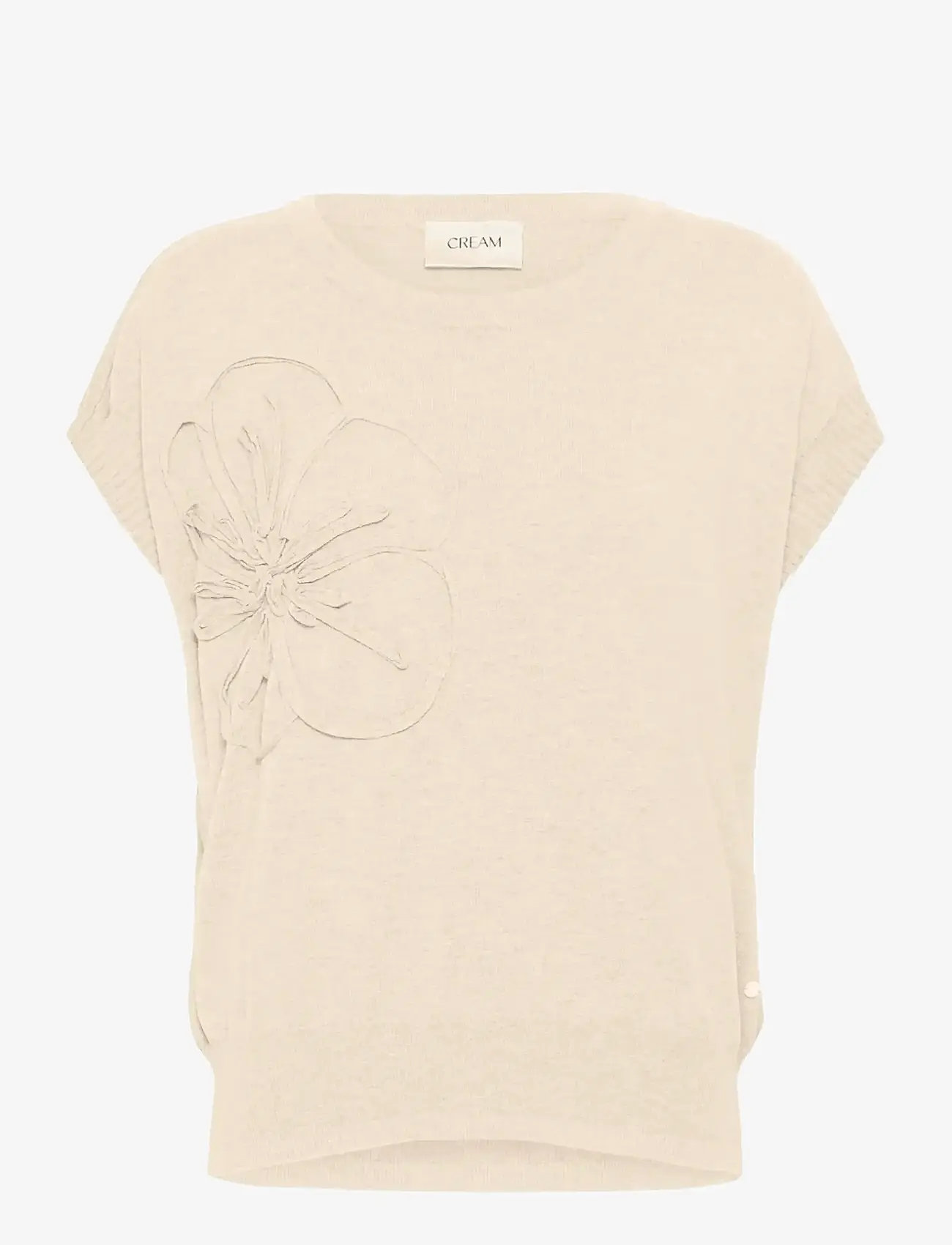 Cream - CRDela Knit Slipover w Deco - oat melange - 1