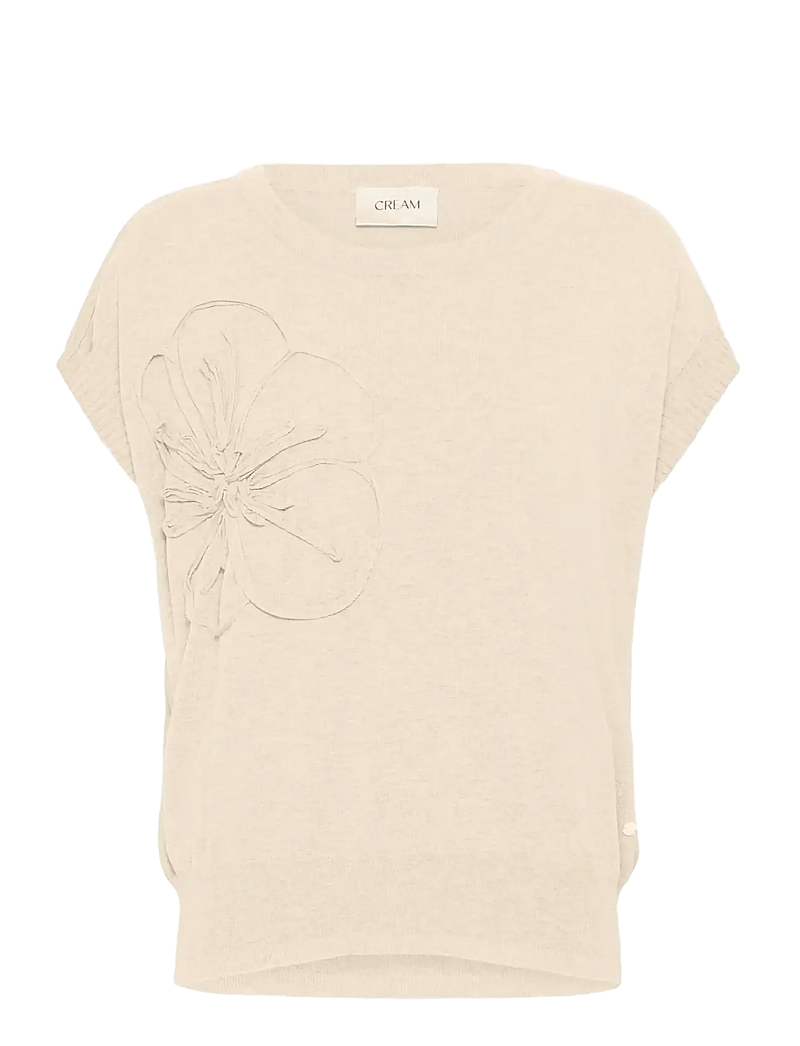 Cream - CRDela Knit Slipover w Deco - oat melange - 1