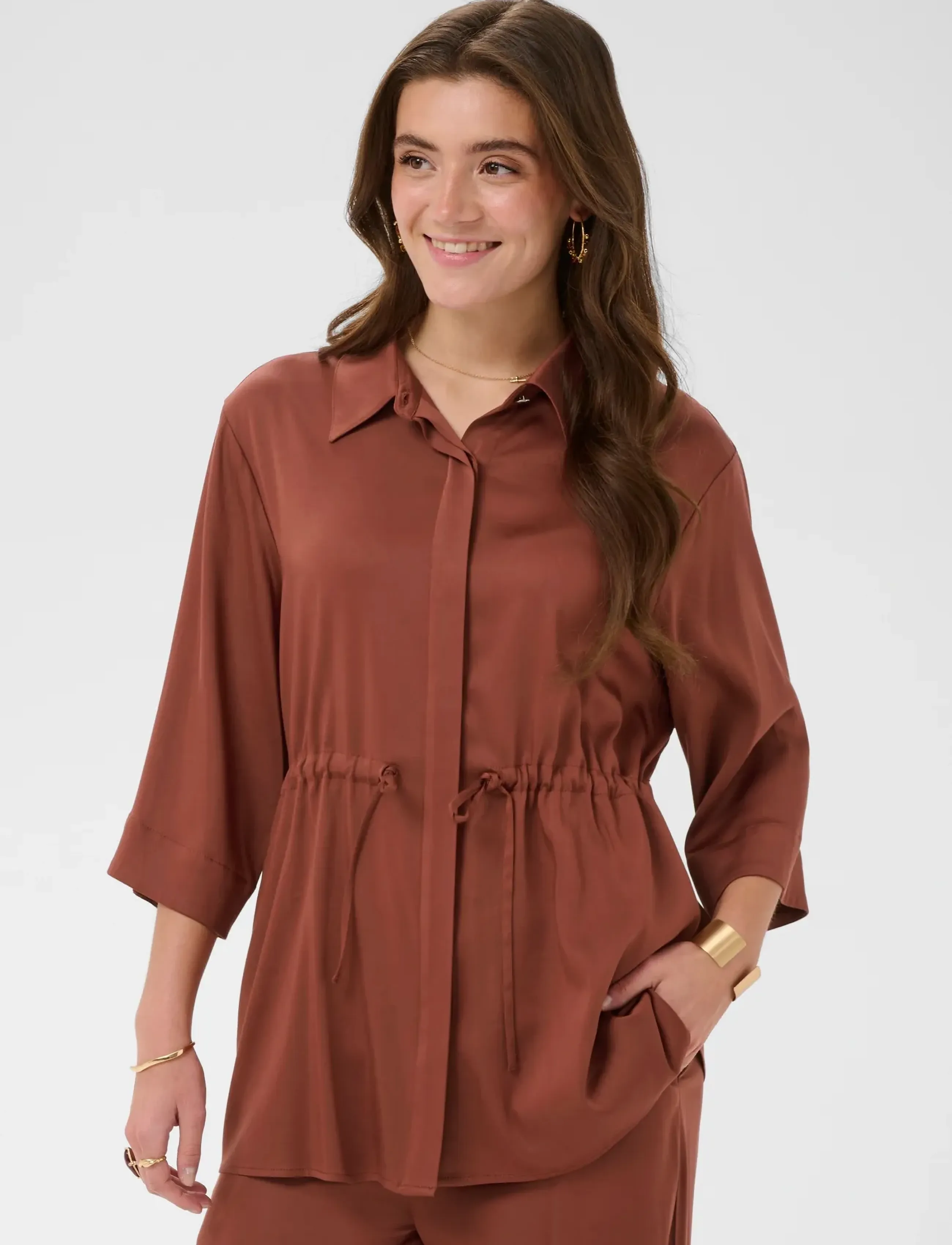 Cream Crthelma Shirt, Kvinder, Snørebluse, Brun, Str: 34