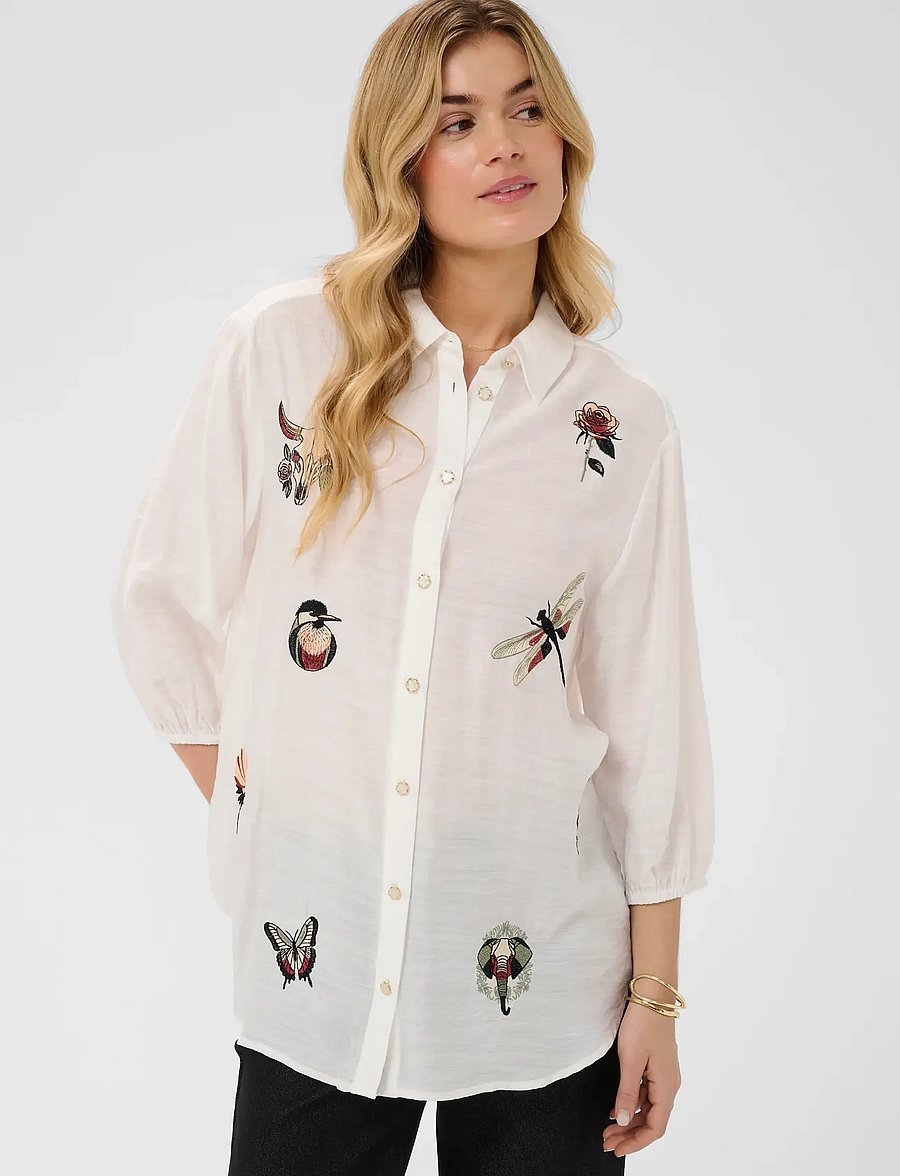 Cream - CRNoris Shirt - long-sleeved shirts - snow white - 0